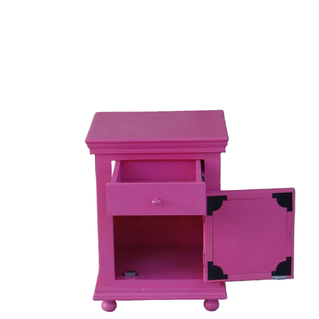 Hot Pink Mirrored Side Table Cabinet – The Pink Duchess - Image 3