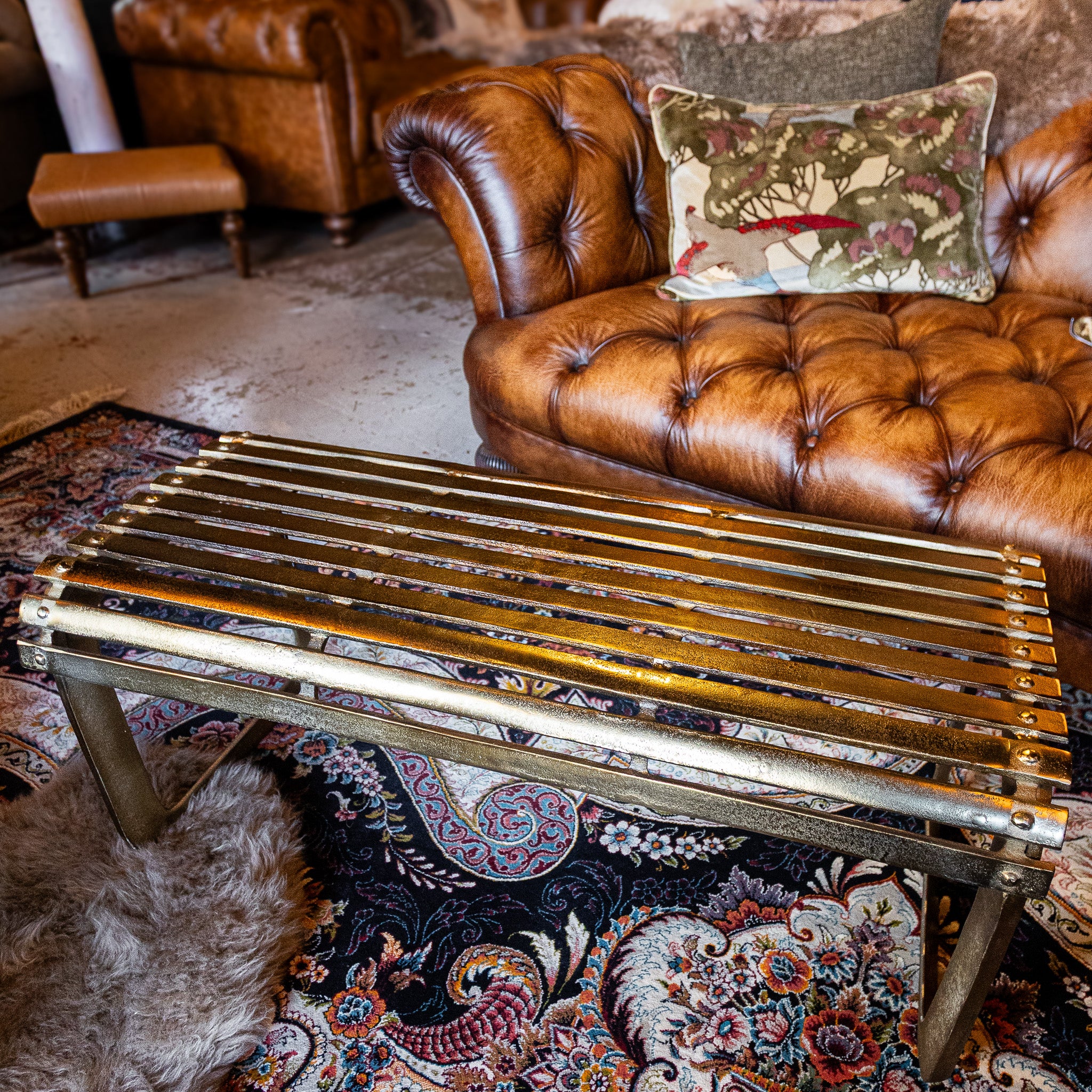 Aluminium Antique Gold Bench - Image 4