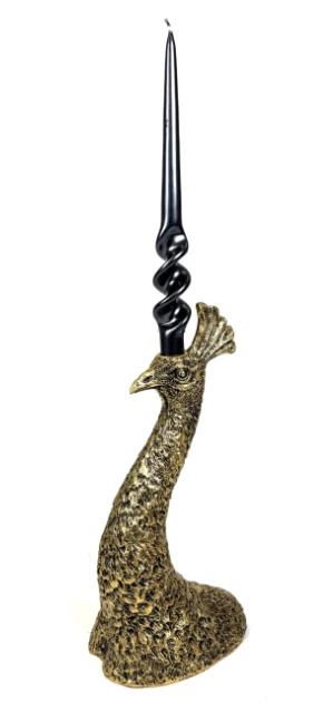 Antique Gold Peacock Head Candle Holder - Image 5