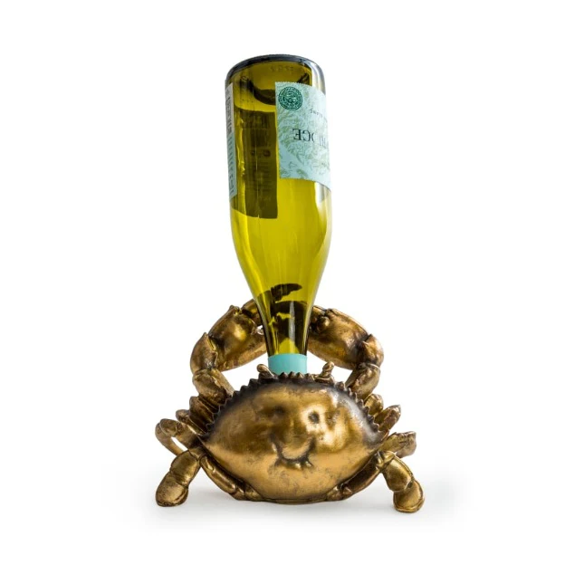 Antique Gold Thirsty Crab Wine Bottle Holder - Clearance - Image 5