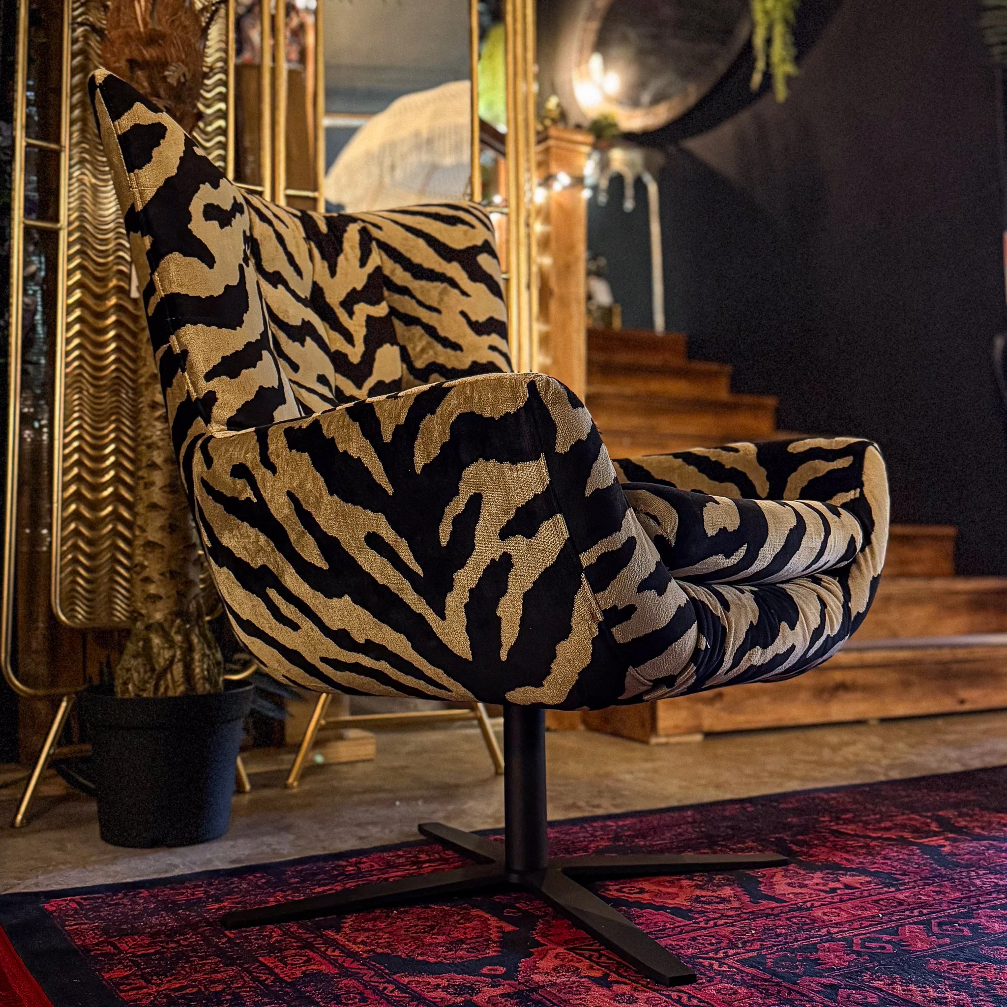 Austin Egg Chair in Zebra Cream Velvet - New - Image 5