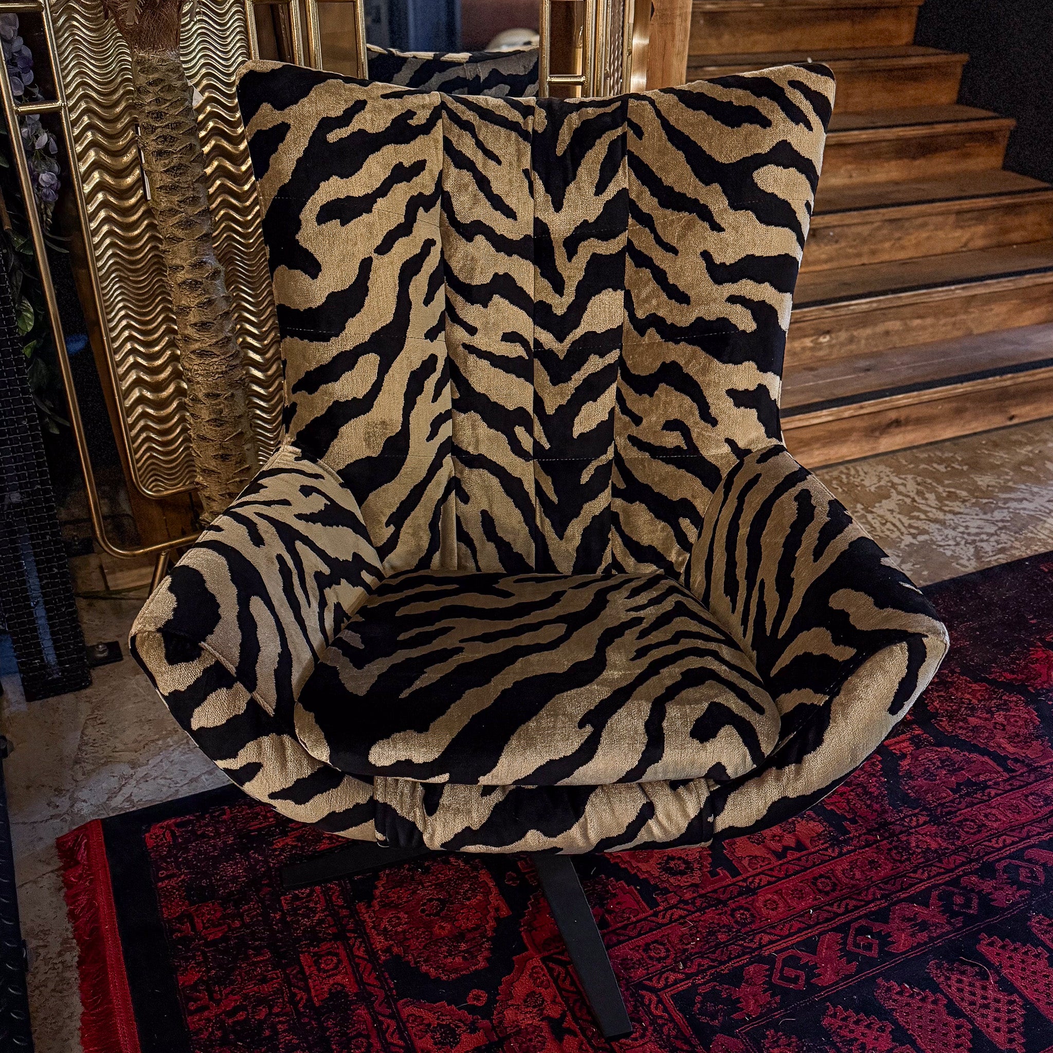 Austin Egg Chair in Zebra Cream Velvet - New - Image 6