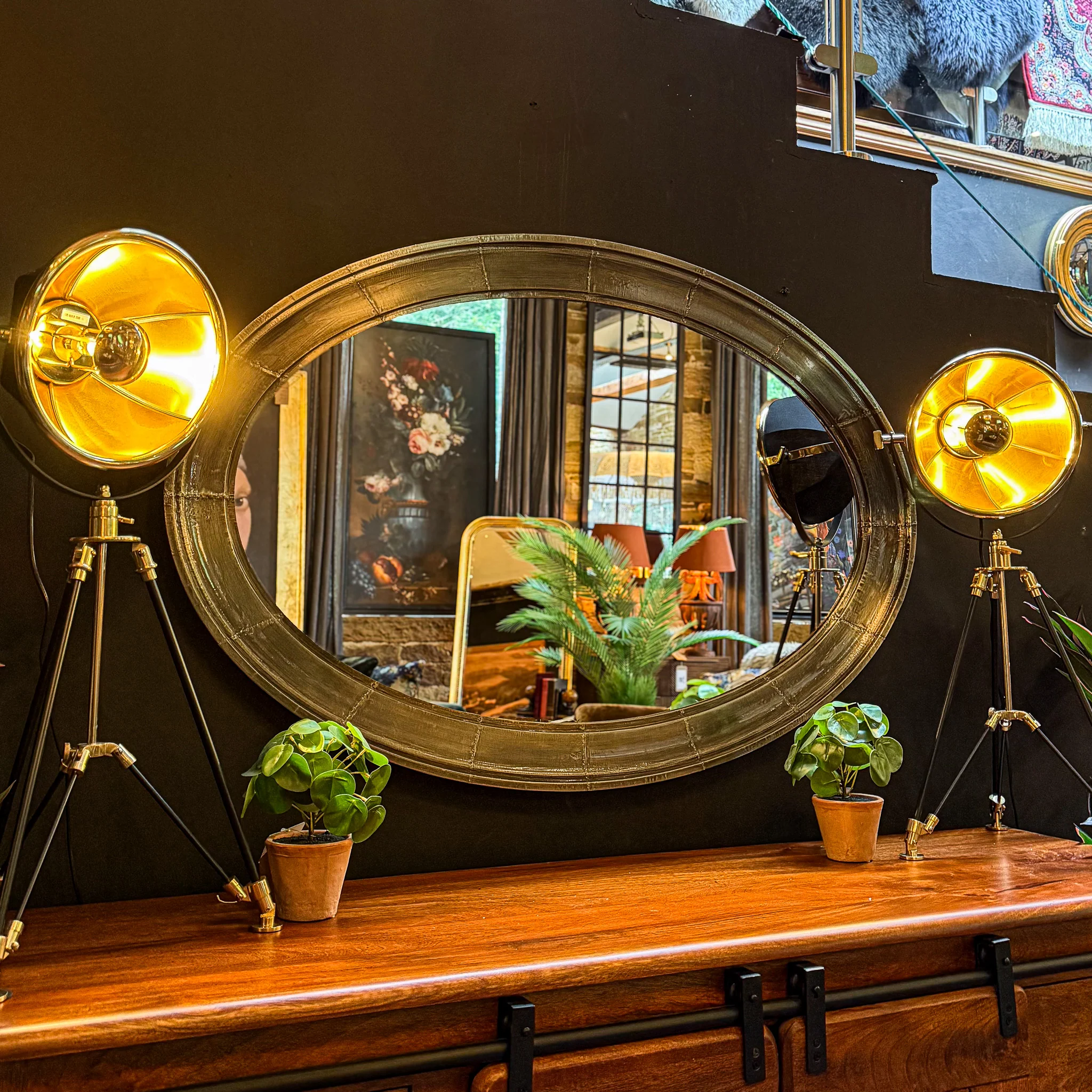 Aviator Brass Oval Mirror - Image 4