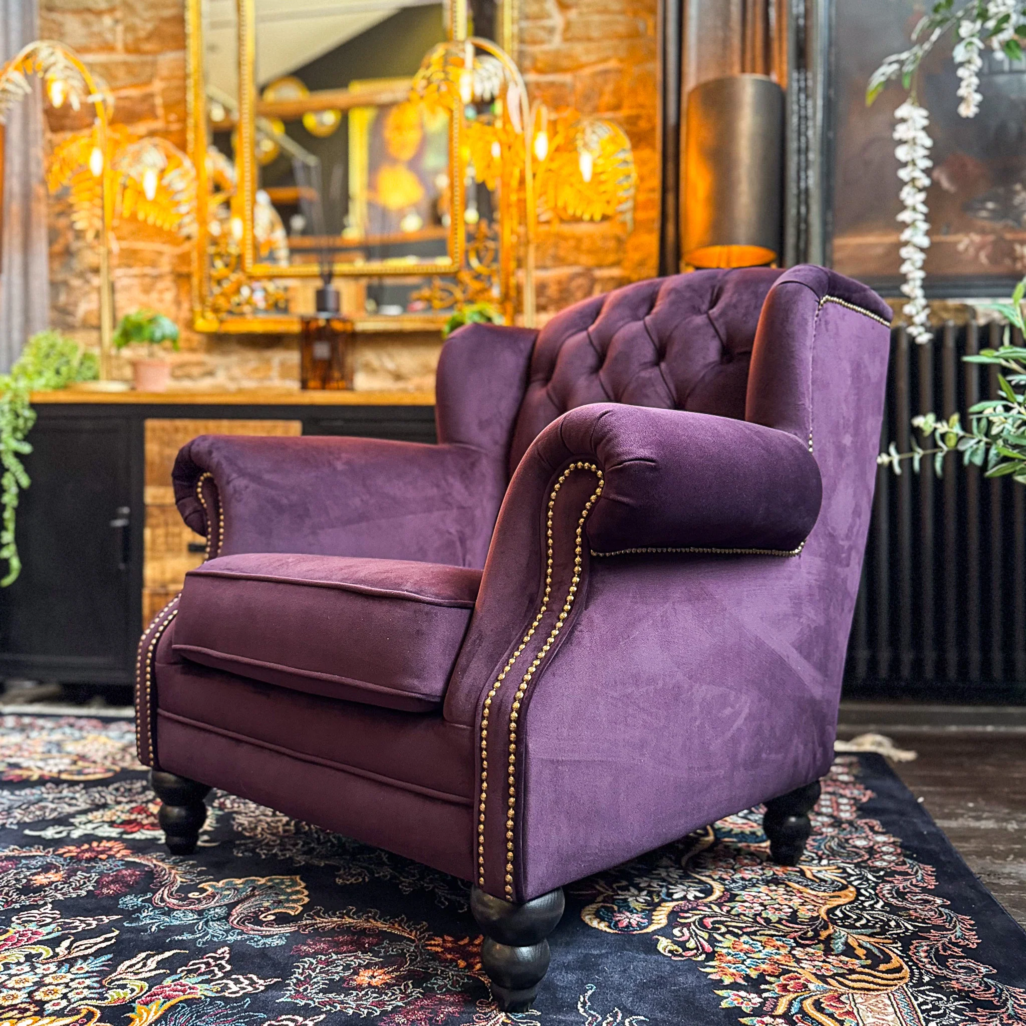 Bertie Armchair Wingback in Velvet - Image 5