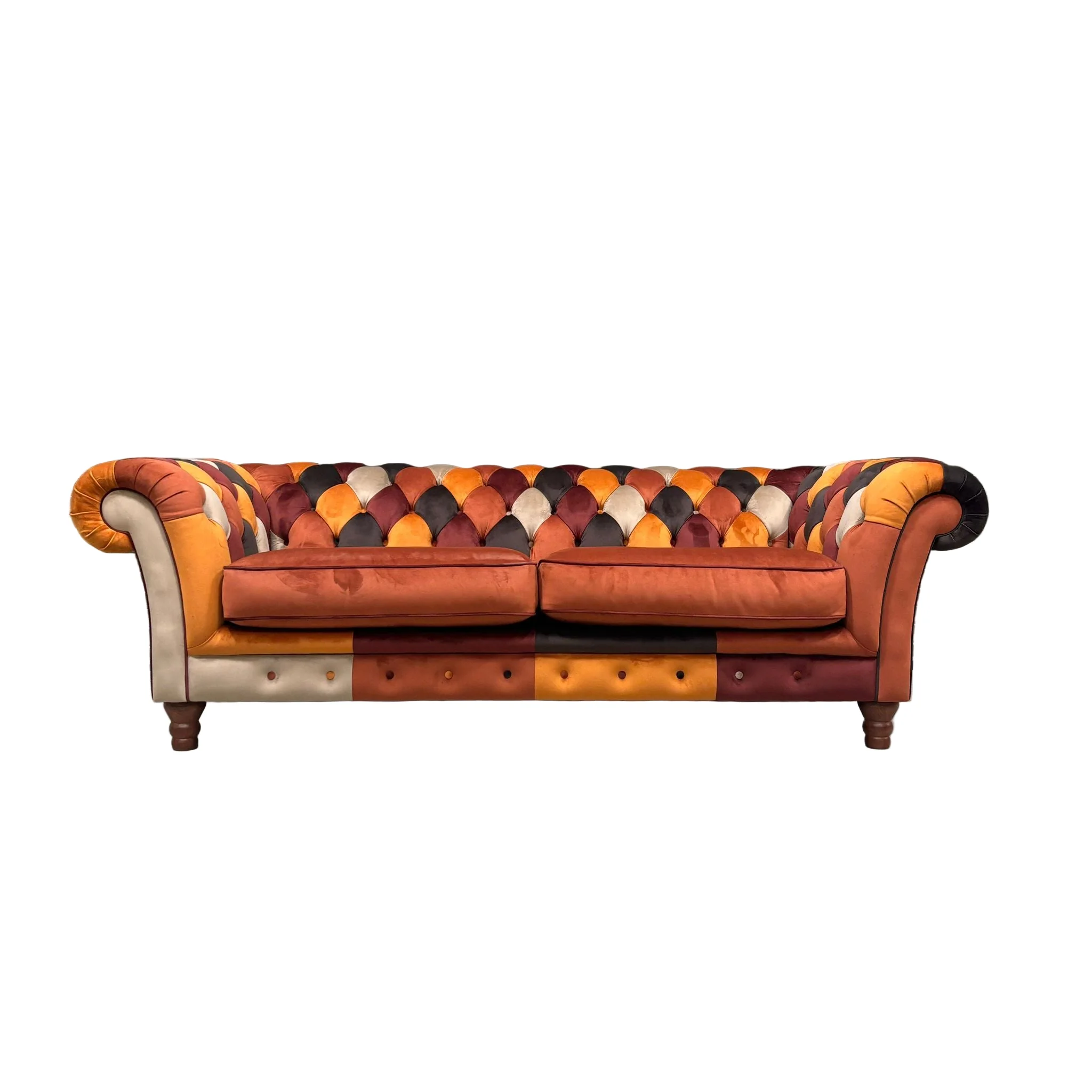 Bertie Chesterfield 3 Seater Sofa in Patchwork Velvet - Image 6