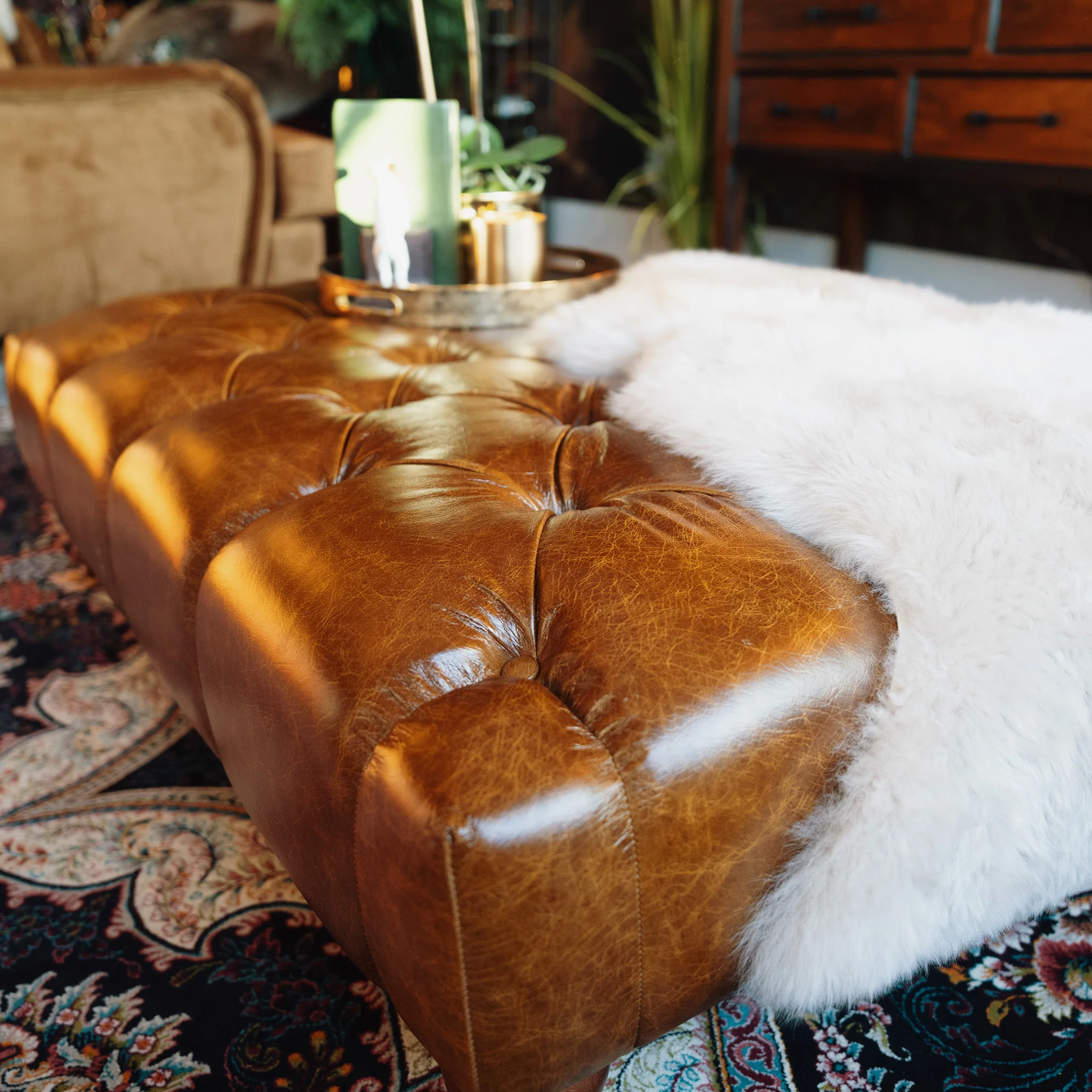 Bertie Chesterfield Footstool in Cuba Leather - Image 4