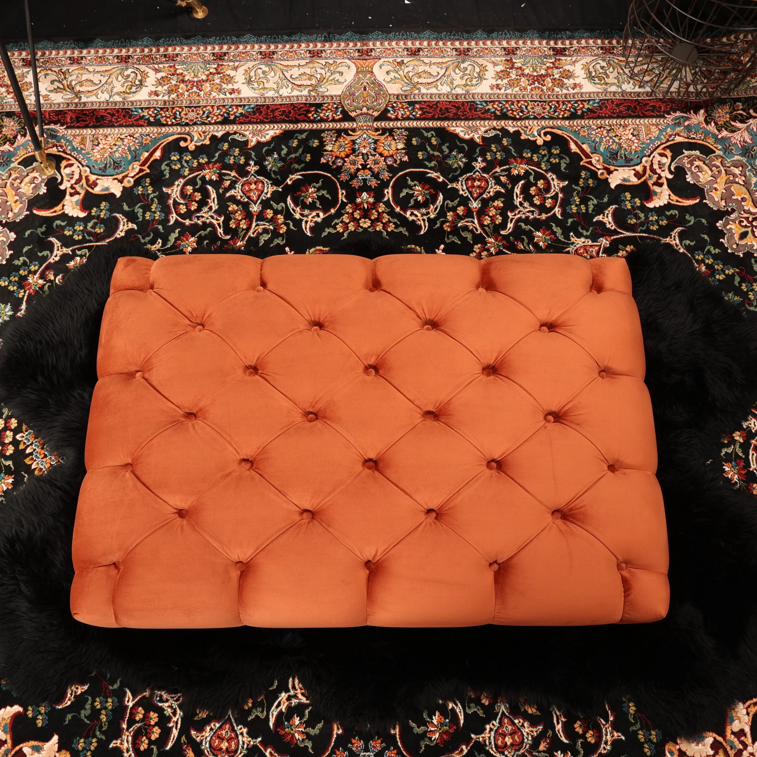 Bertie Chesterfield Footstool in Plush Velvet - Image 3