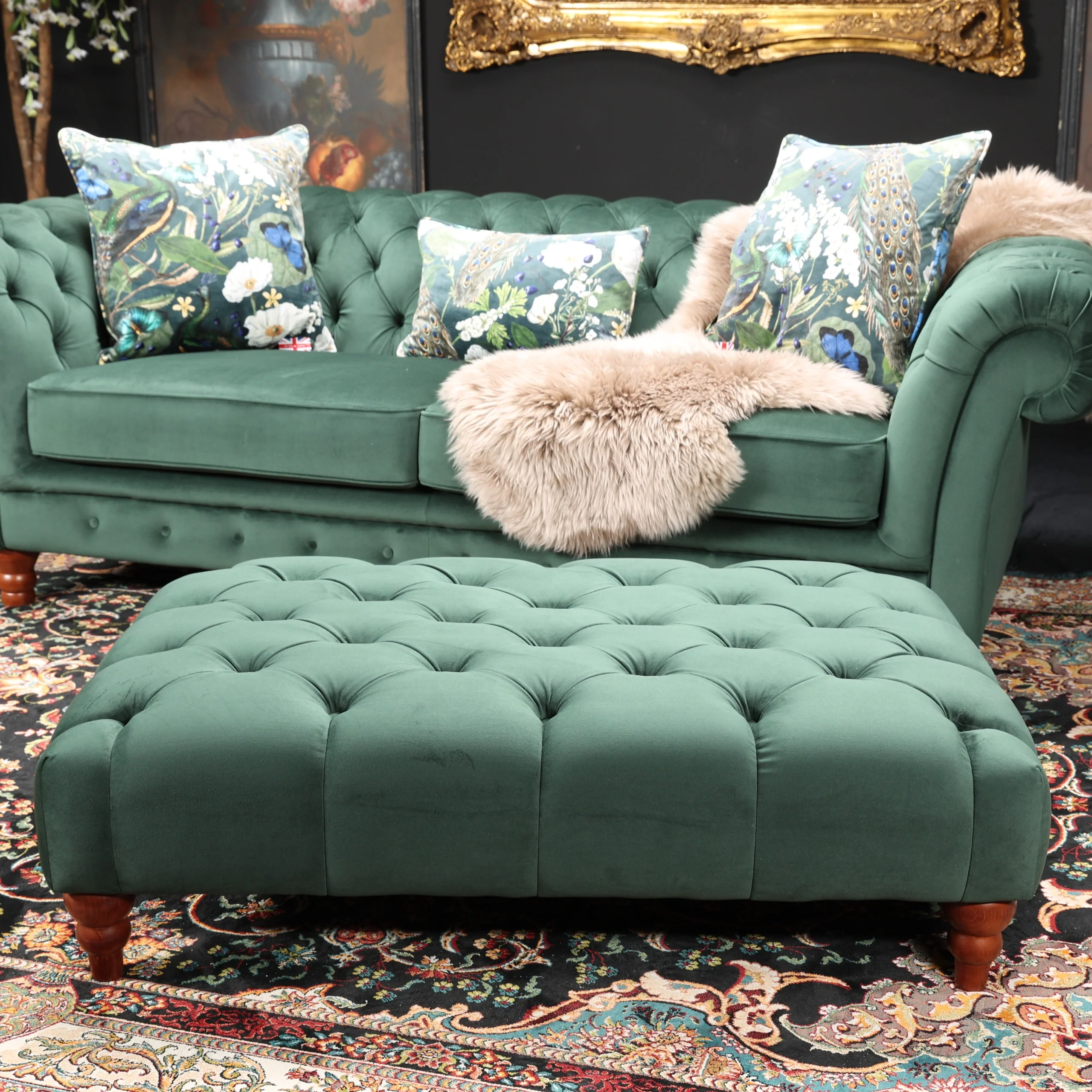 Bertie Chesterfield Footstool in Plush Velvet - Image 5