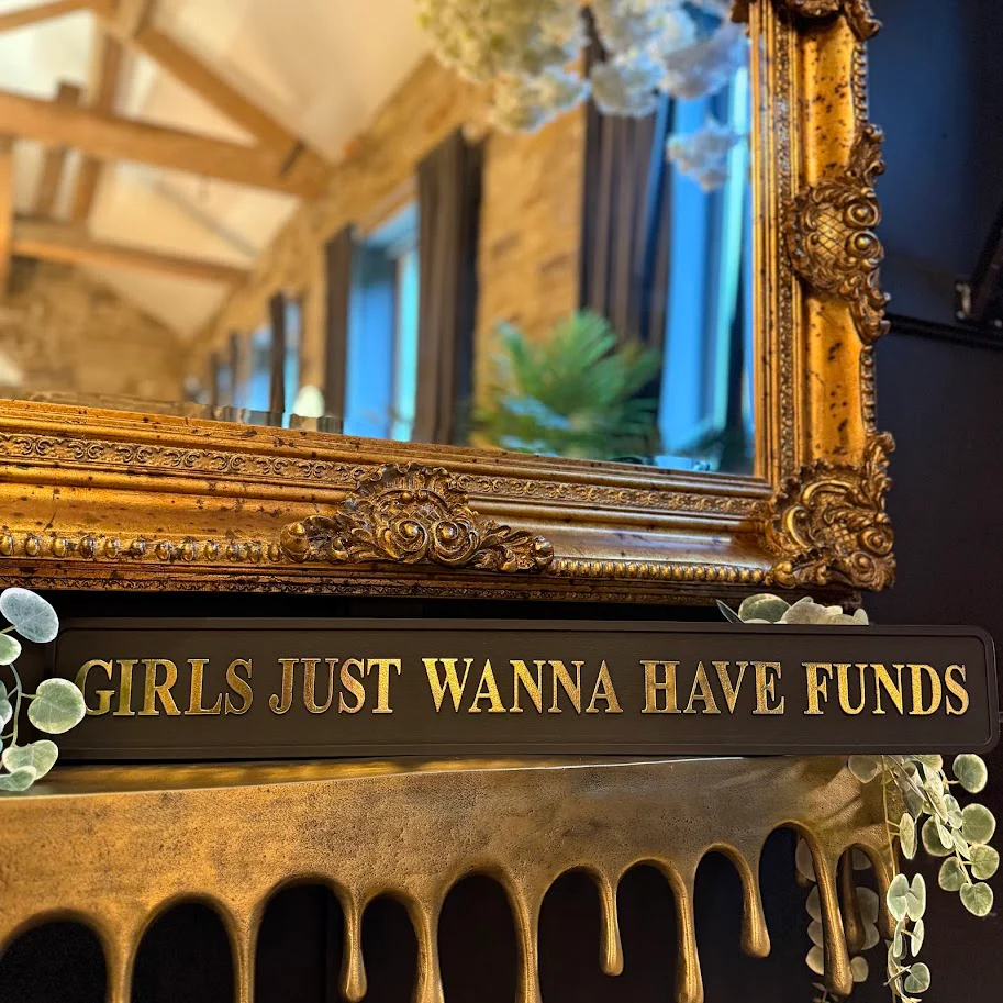 Black & Gold "Girls Just Wanna Have Funds" Wall Sign