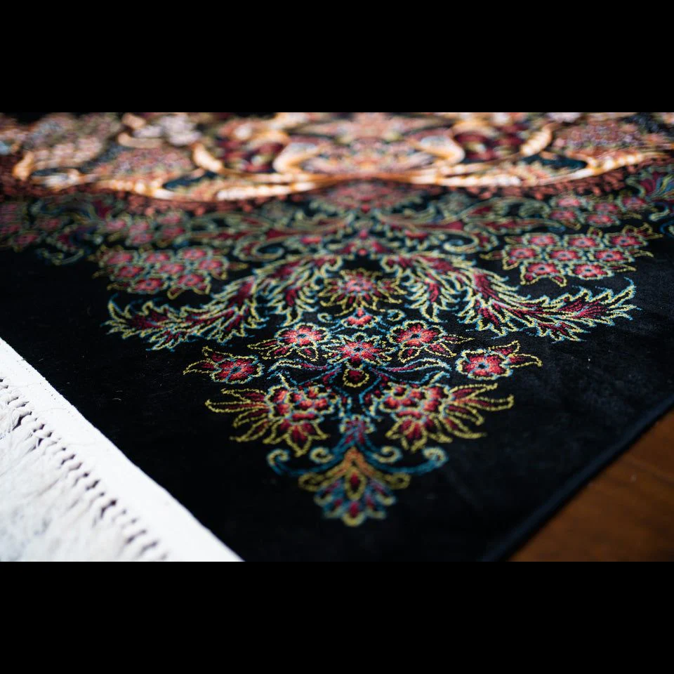 Rug Black Moonflower (Various Sizes) - Image 11