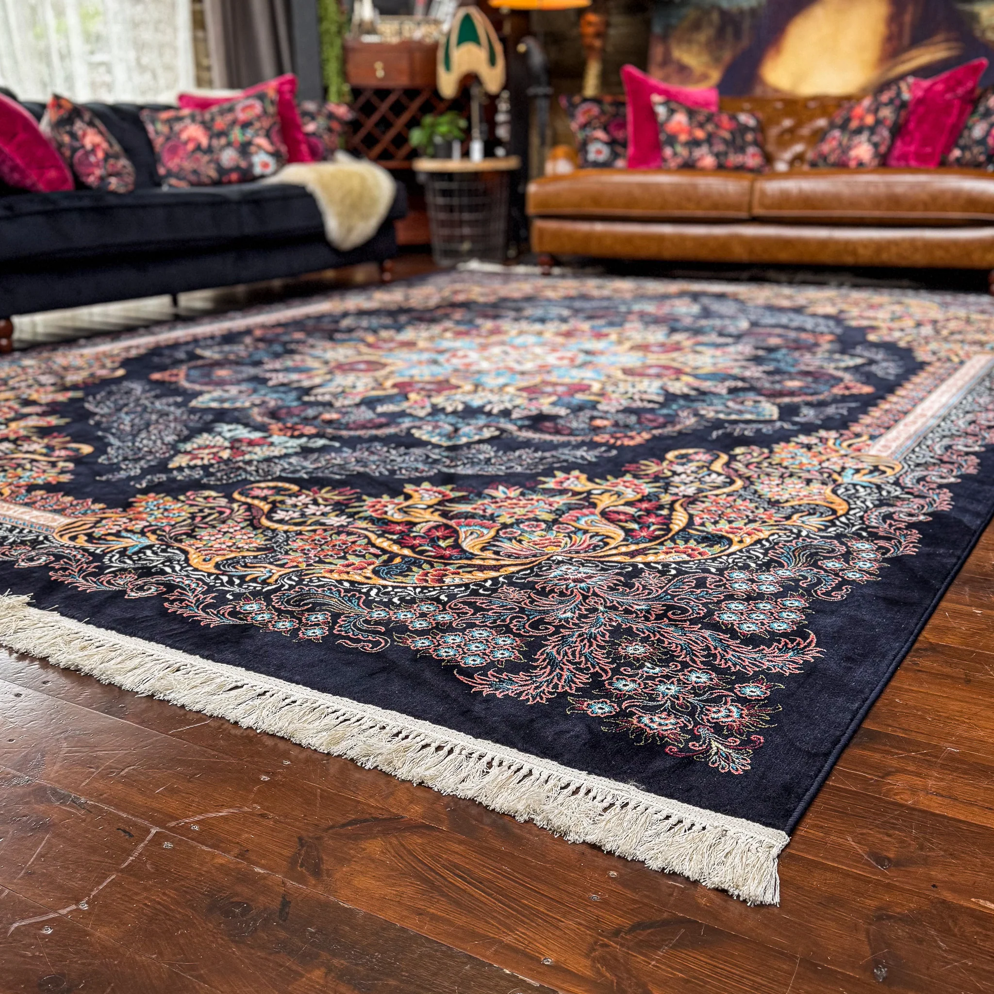 Rug Black Moonflower (Various Sizes) - Image 2
