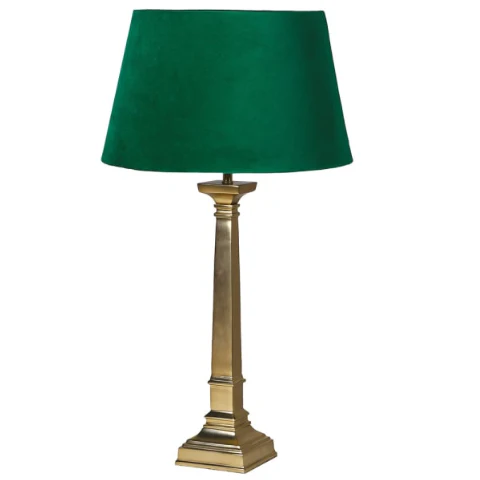 Brass Lamp with Emerald Green Velvet Shade - Clearance - Image 4