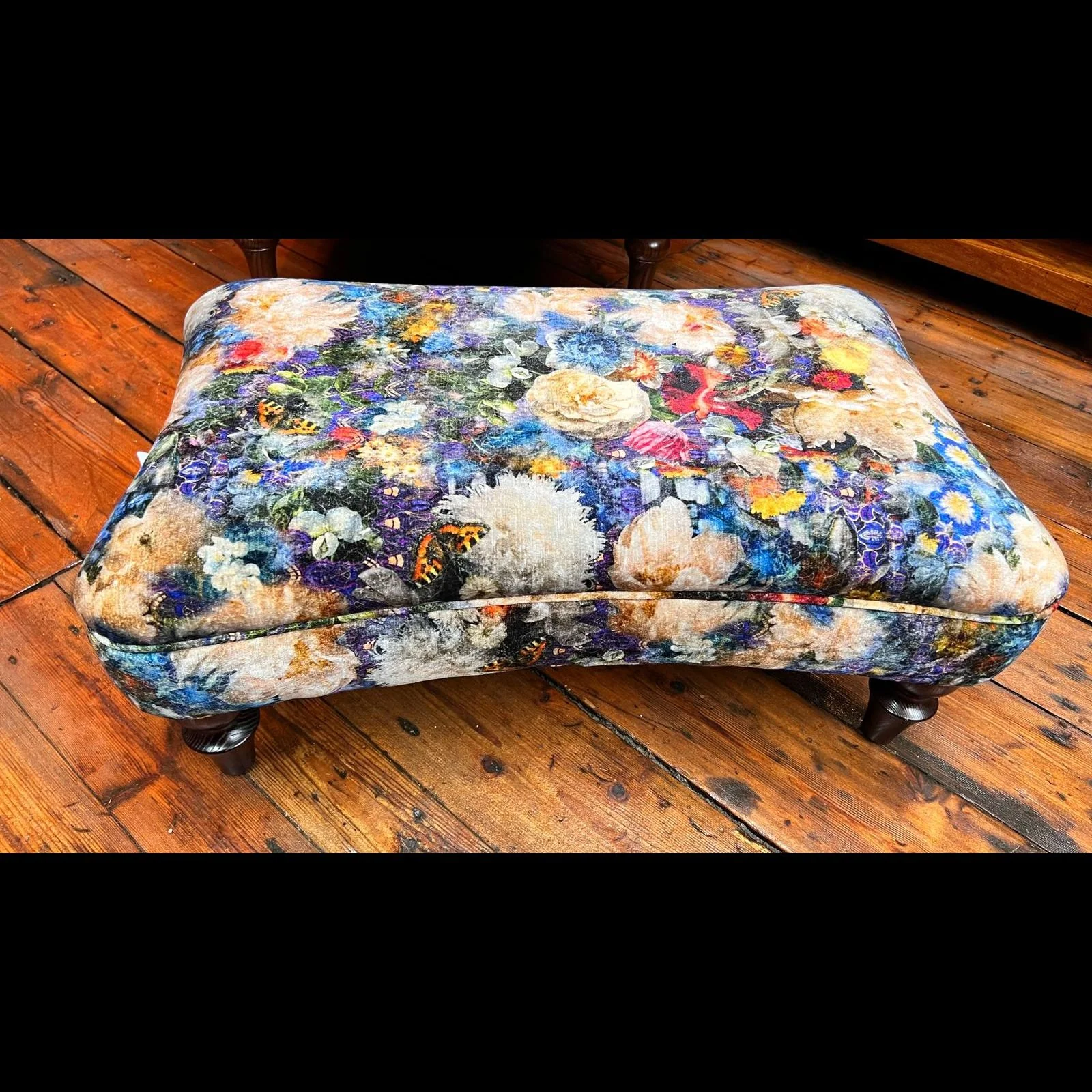 Brigitte Spink & Edgar Footstool Rectangular in GP & J Baker Royal Garden Sapphire - Image 3