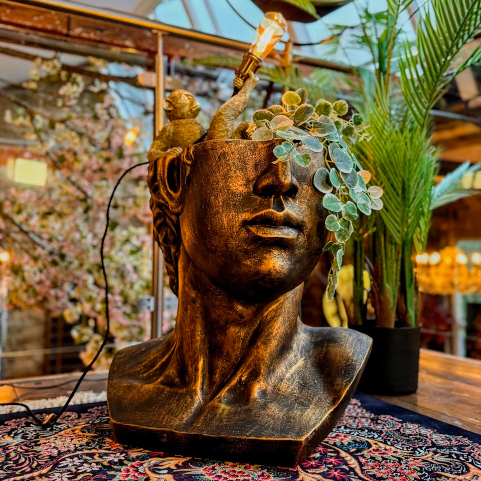 Carved Head Side Table