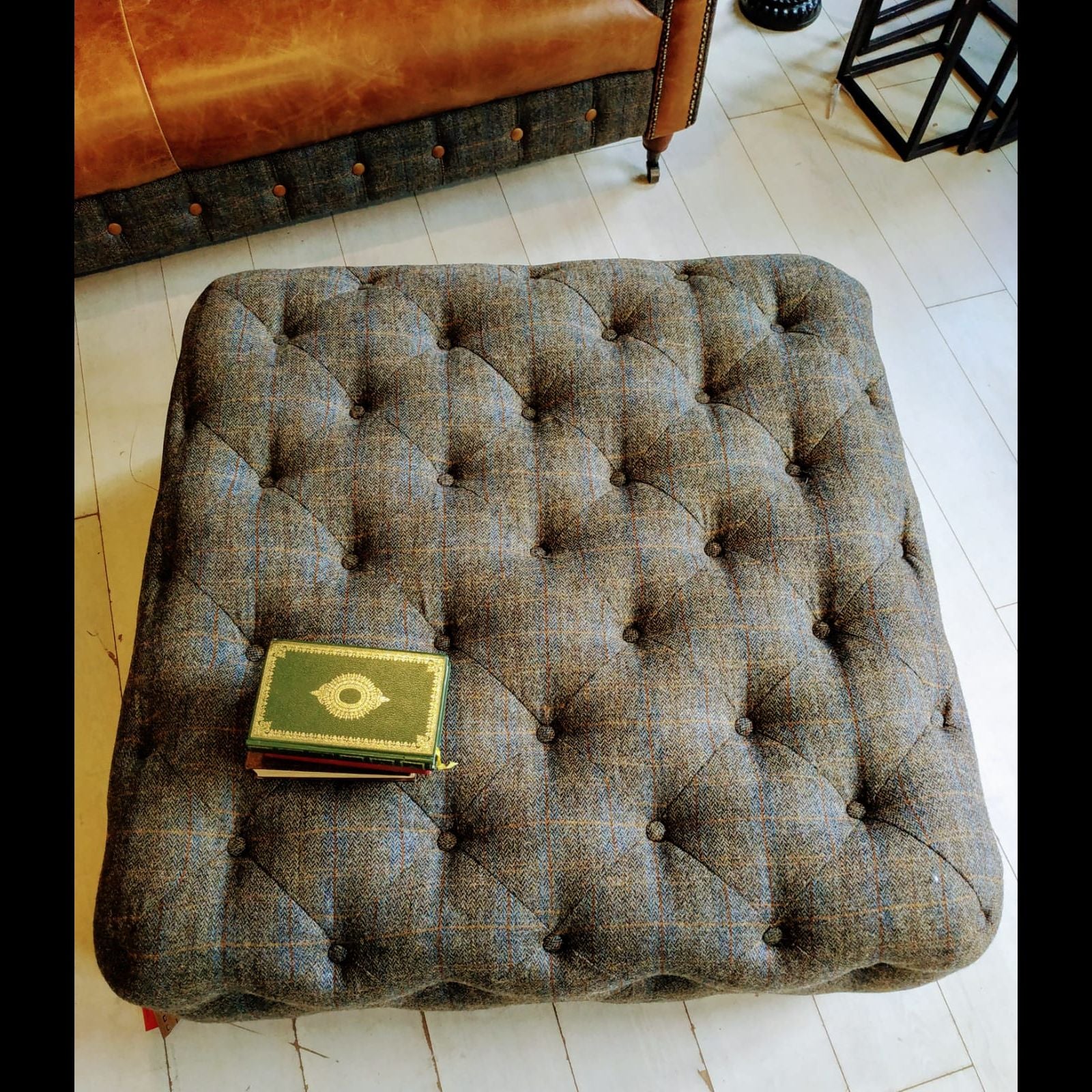 Chessington Chesterfield Footstools in Harris Tweed - Image 4