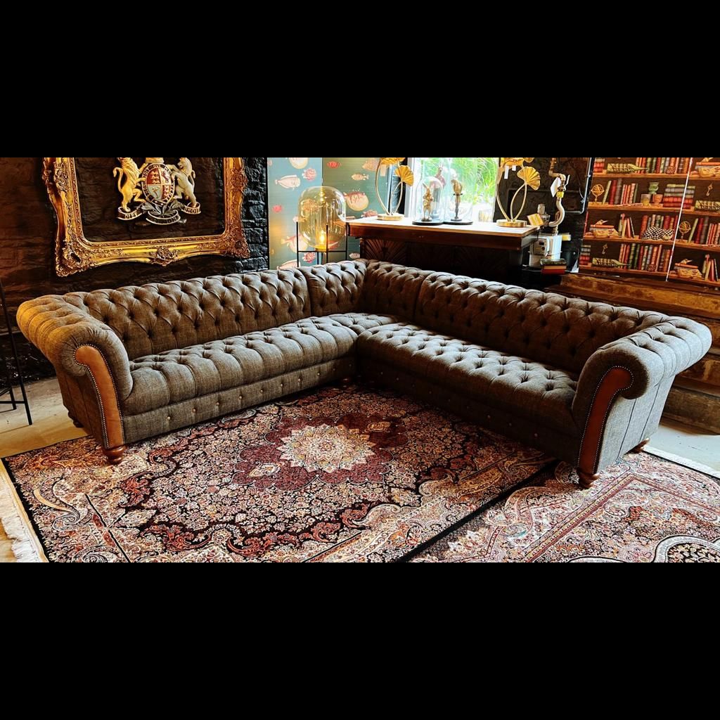 Chessington Chesterfield in Harris Tweed & Leather - Image 36