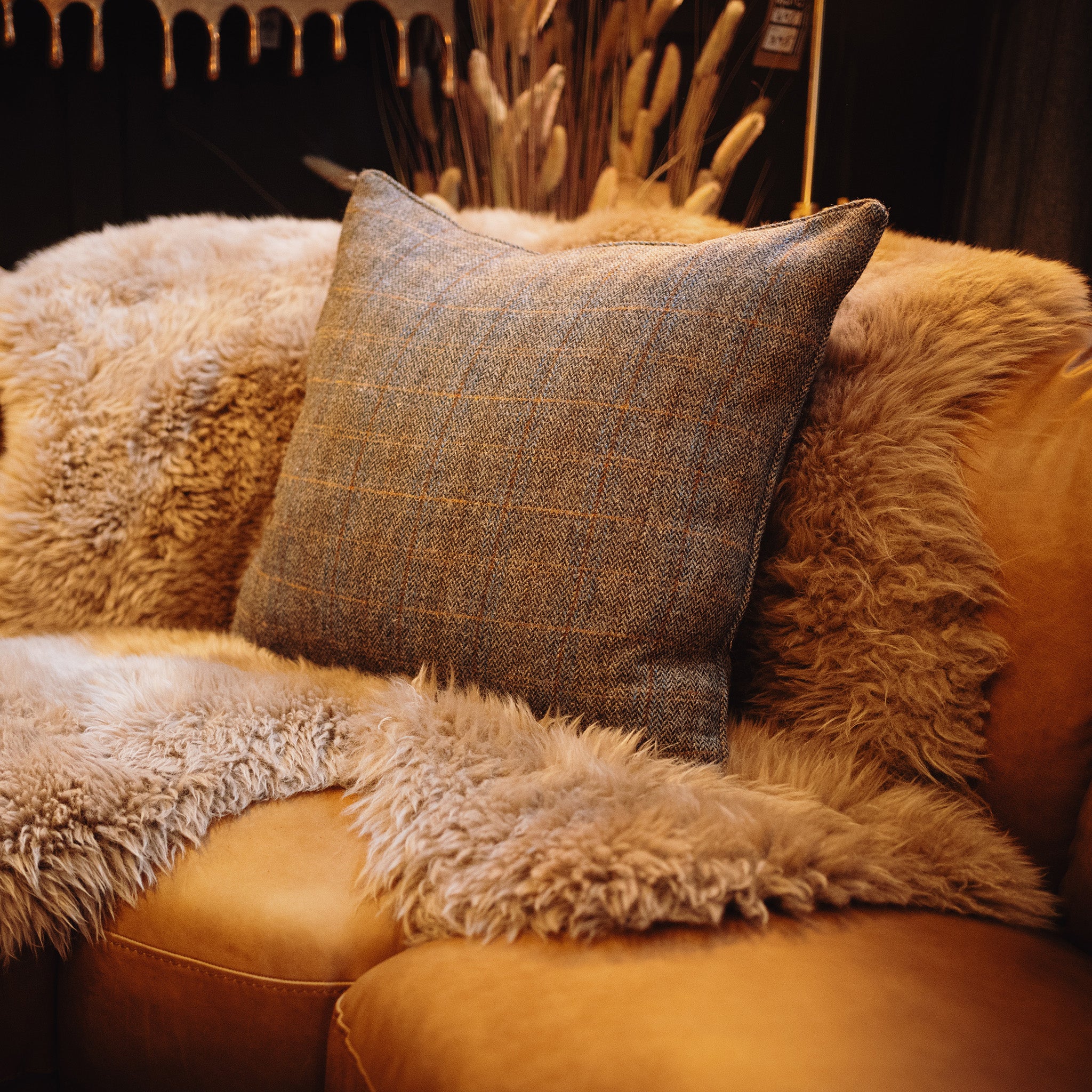 Cushion Scatter in Harris Tweed Grey Feather Filled - Image 3