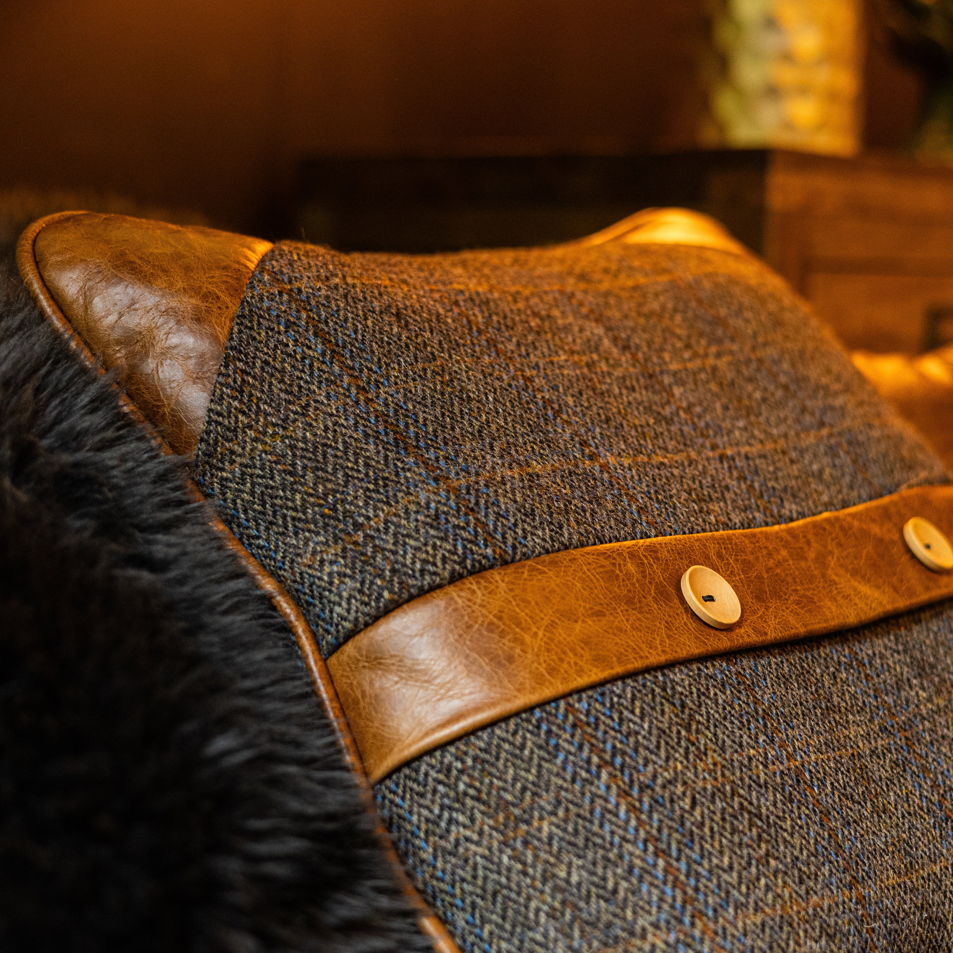 Cushion in Harris Tweed Grey Small (40 x 40cm) Fibre Filled - Image 4