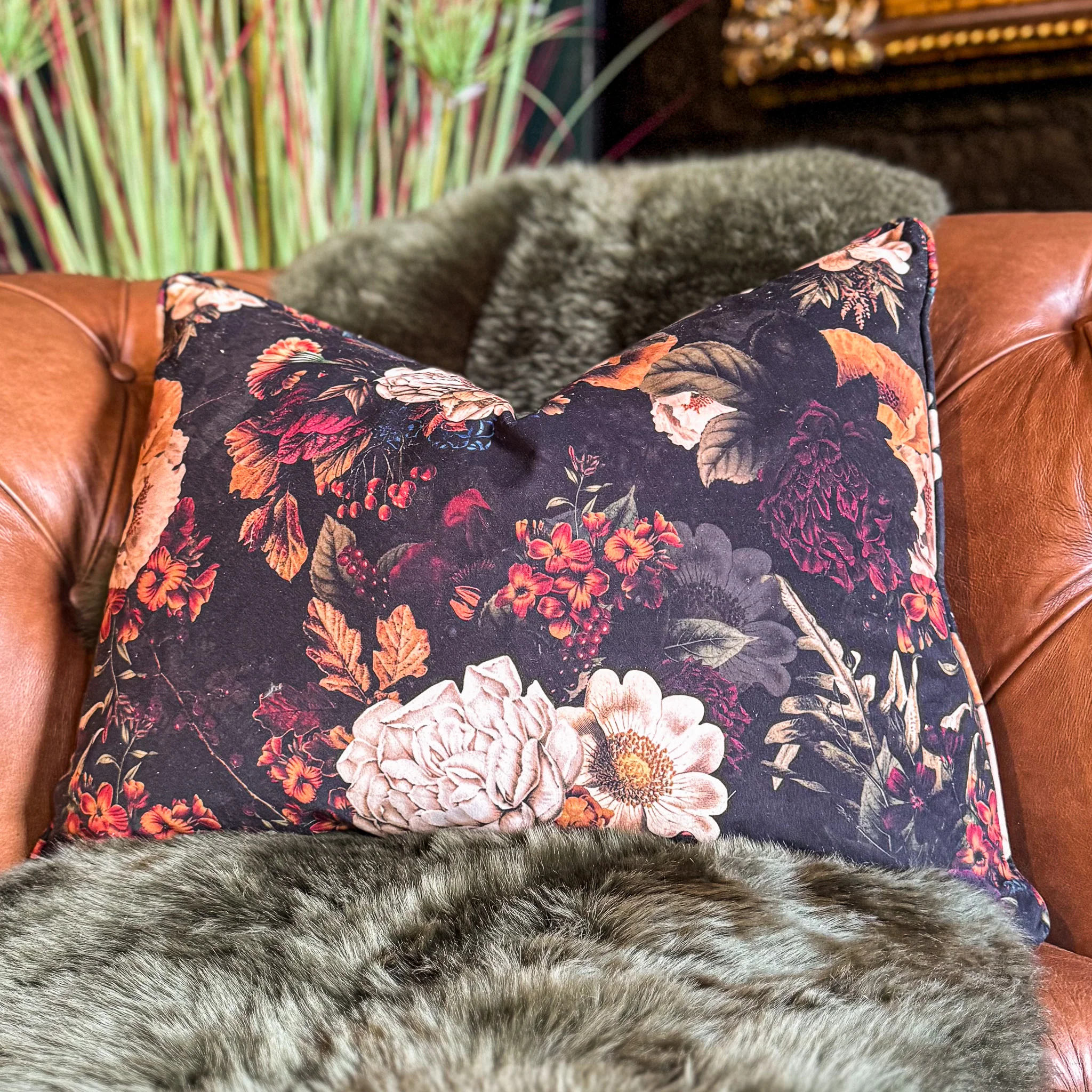 Cushion in Willow Dusk Velvet - Feather Filled (Various Sizes) - Image 3