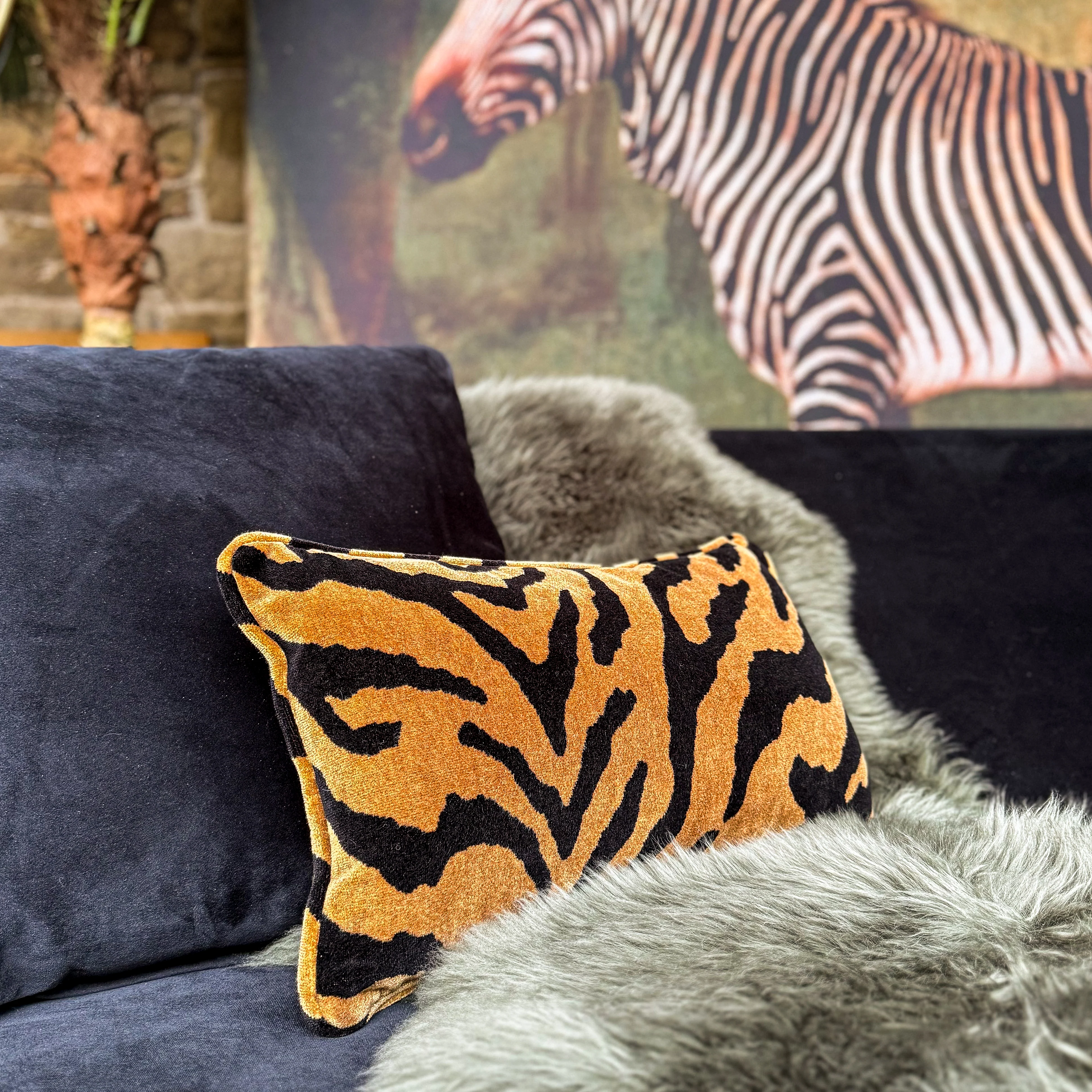 Cushion in Zebra Gold Feather Filled (Various Sizes) - Image 10