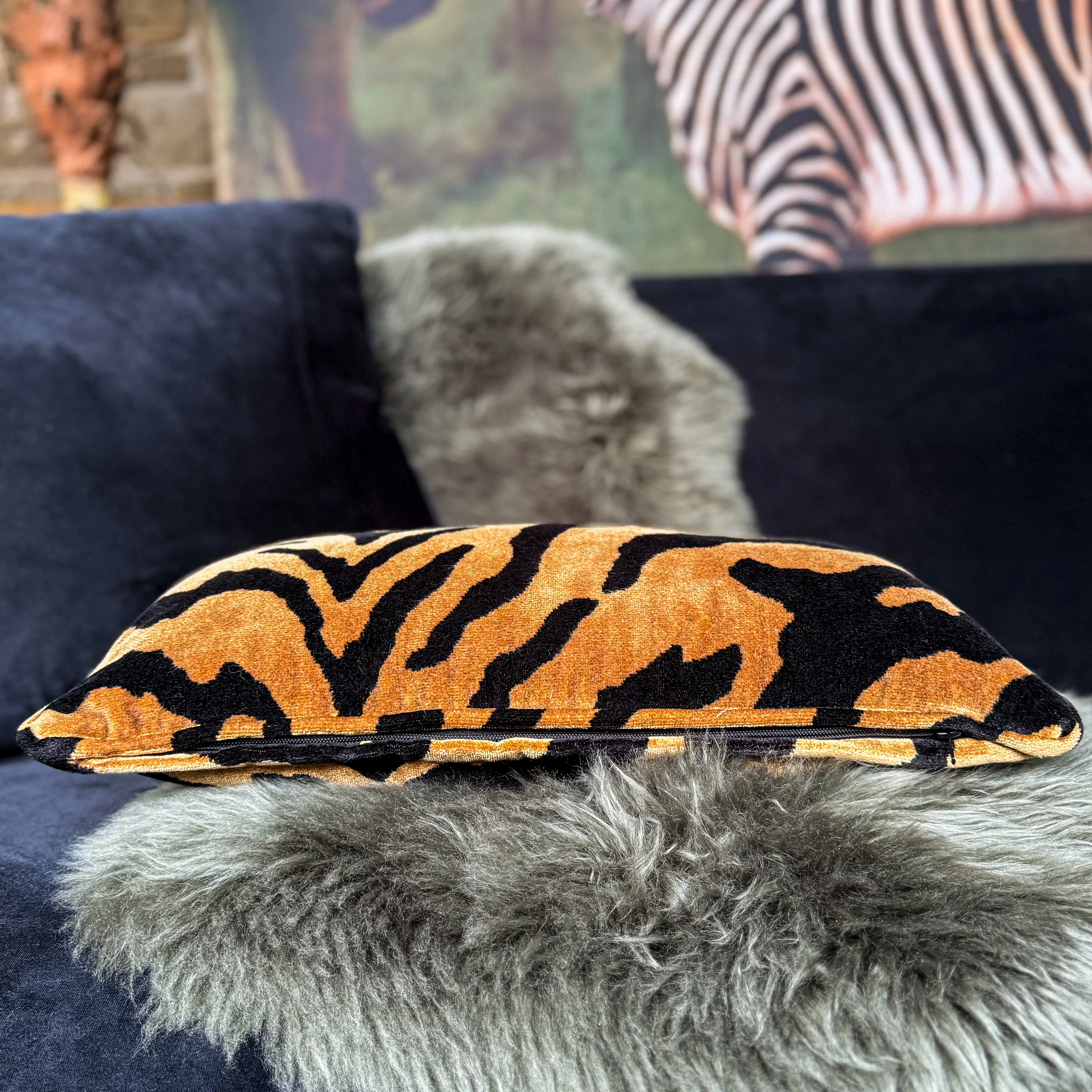 Cushion in Zebra Gold Feather Filled (Various Sizes) - Image 12