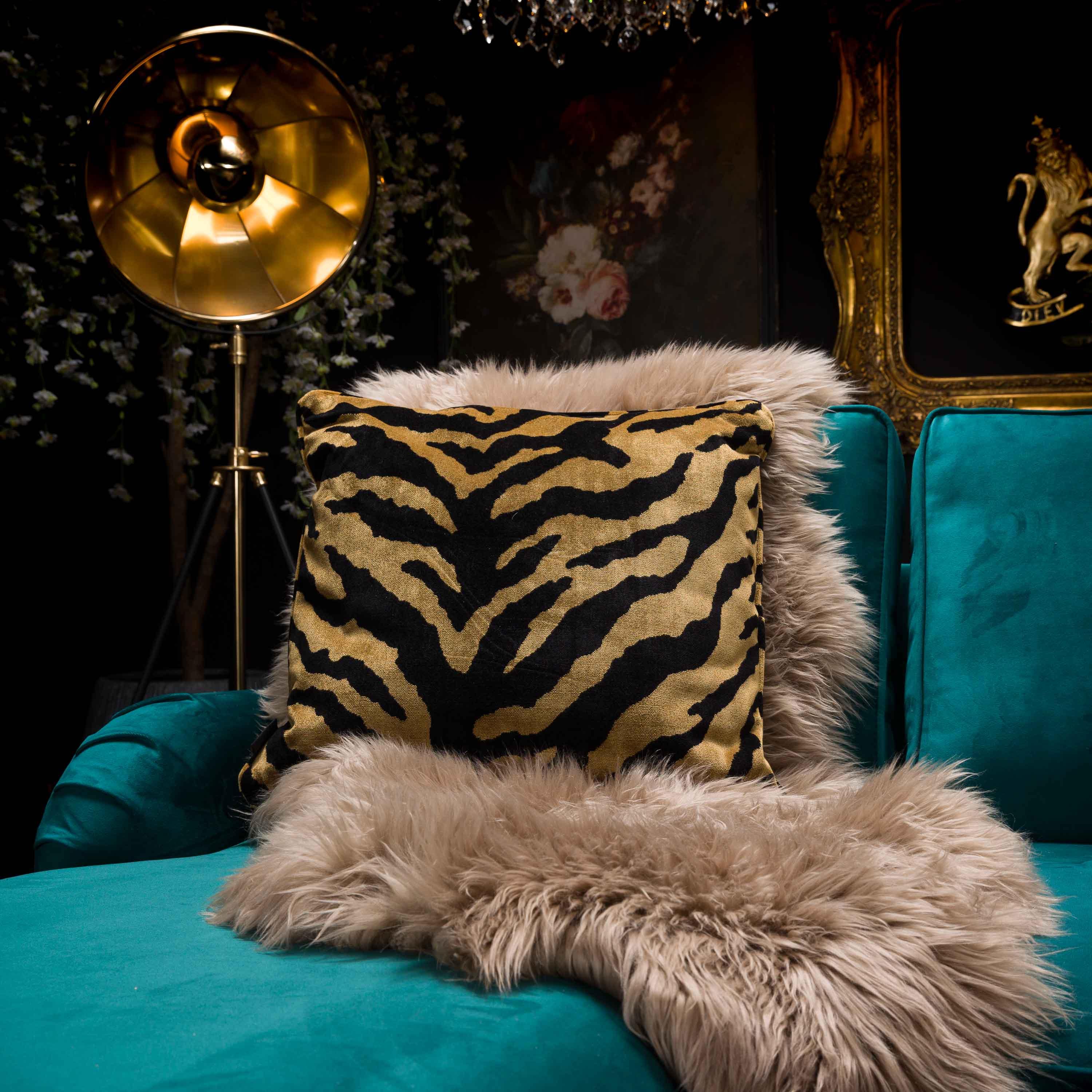 Cushion in Zebra Gold Feather Filled (Various Sizes) - Image 3