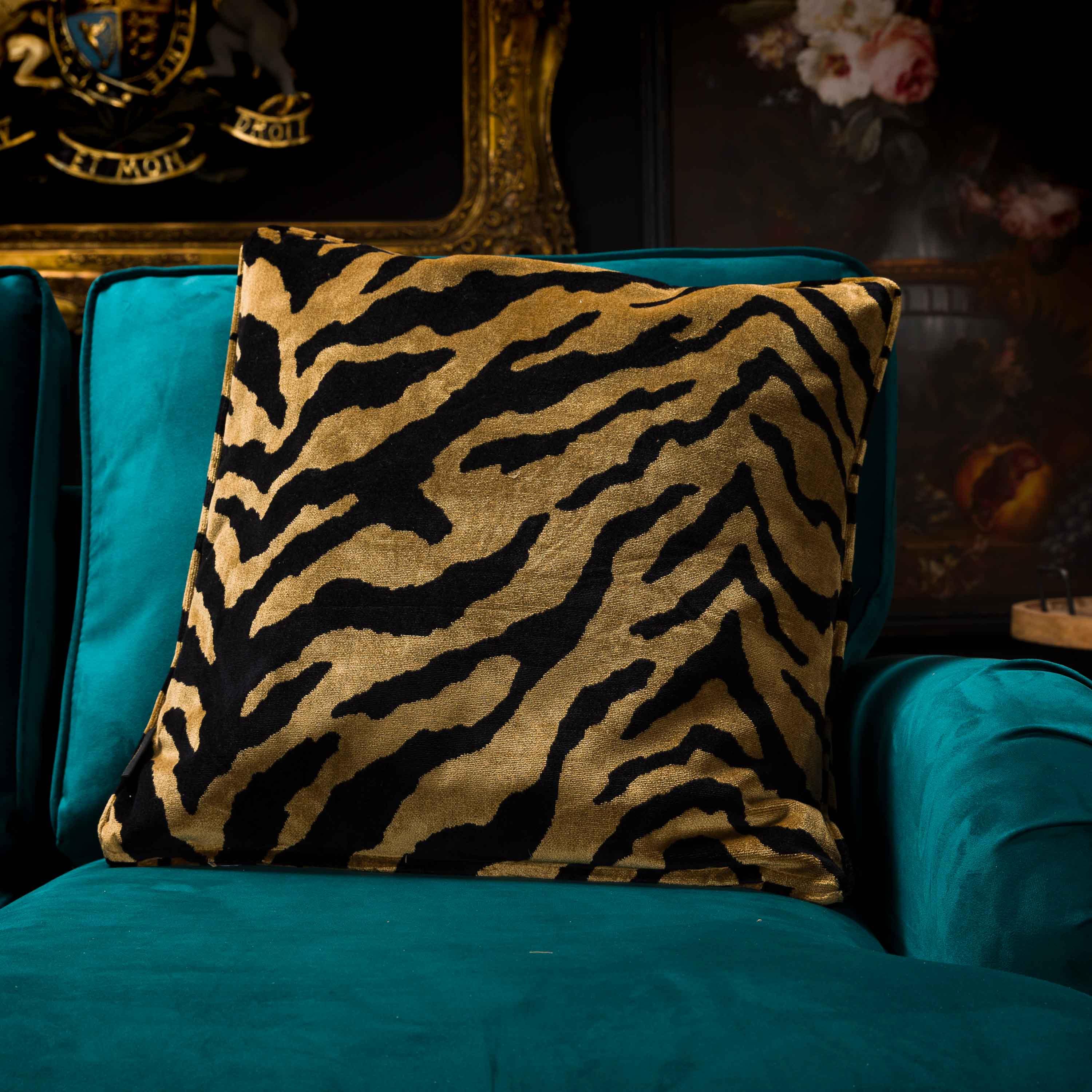 Cushion in Zebra Gold Feather Filled (Various Sizes) - Image 4