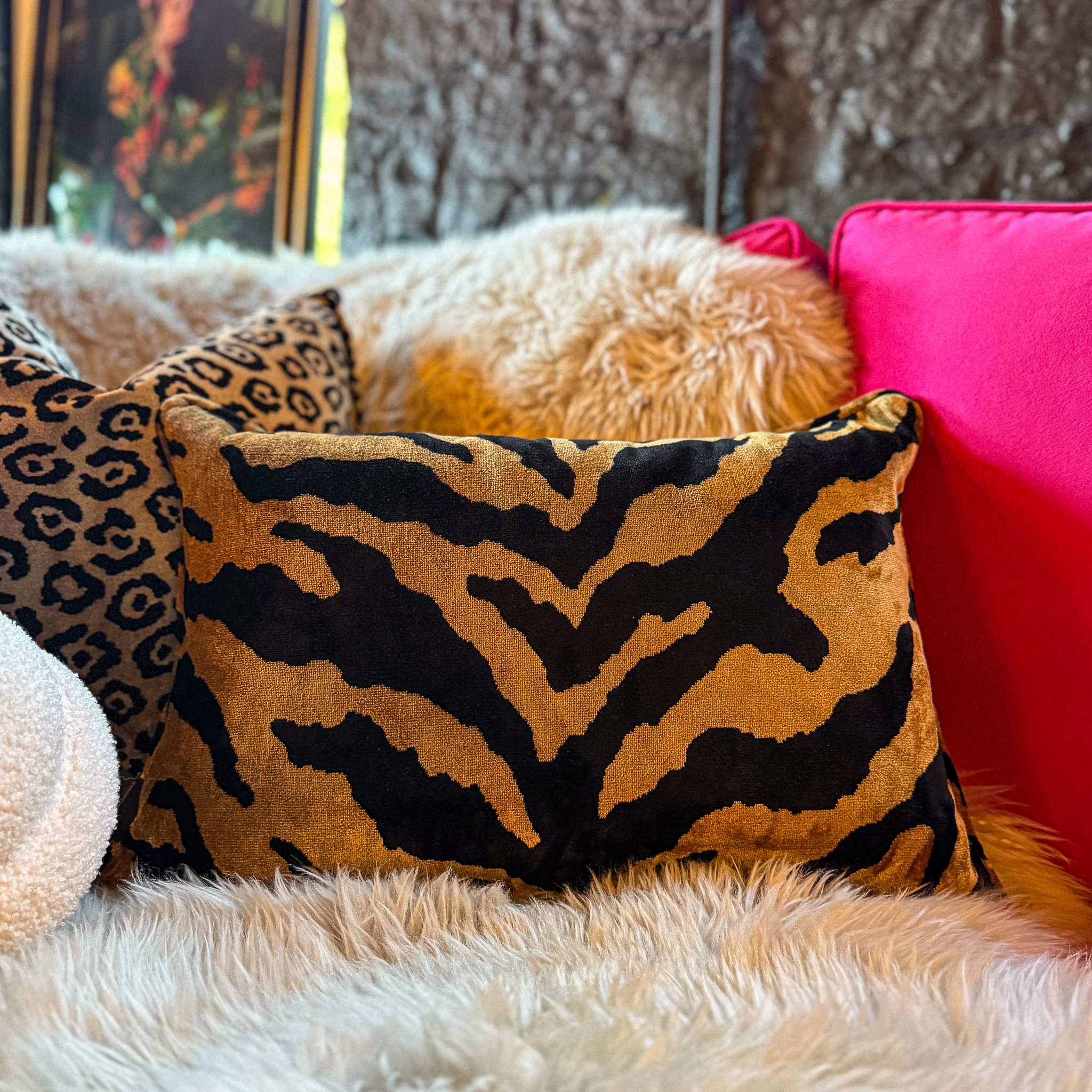 Cushion in Zebra Gold Feather Filled (Various Sizes) - Image 8