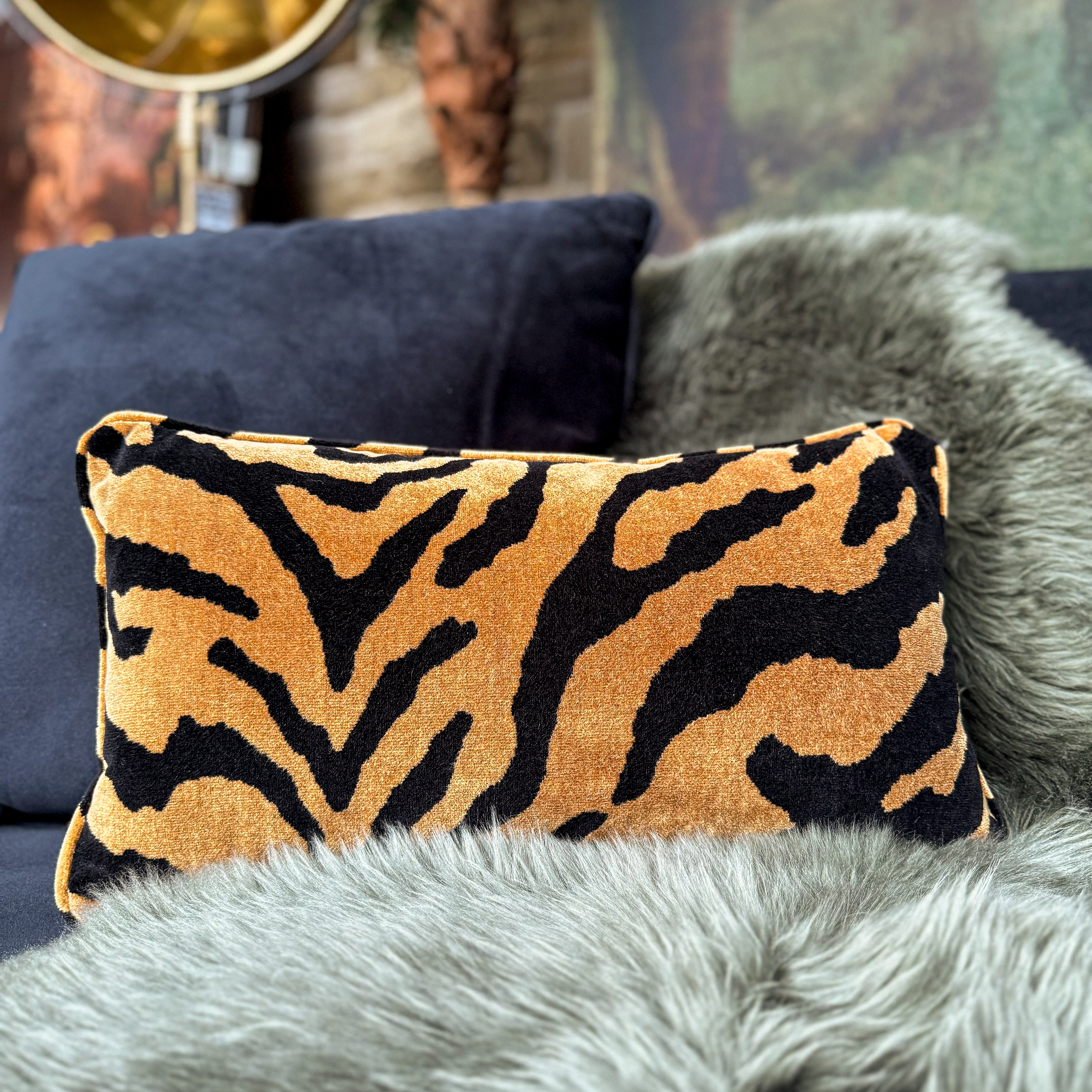 Cushion in Zebra Gold Feather Filled (Various Sizes) - Image 9