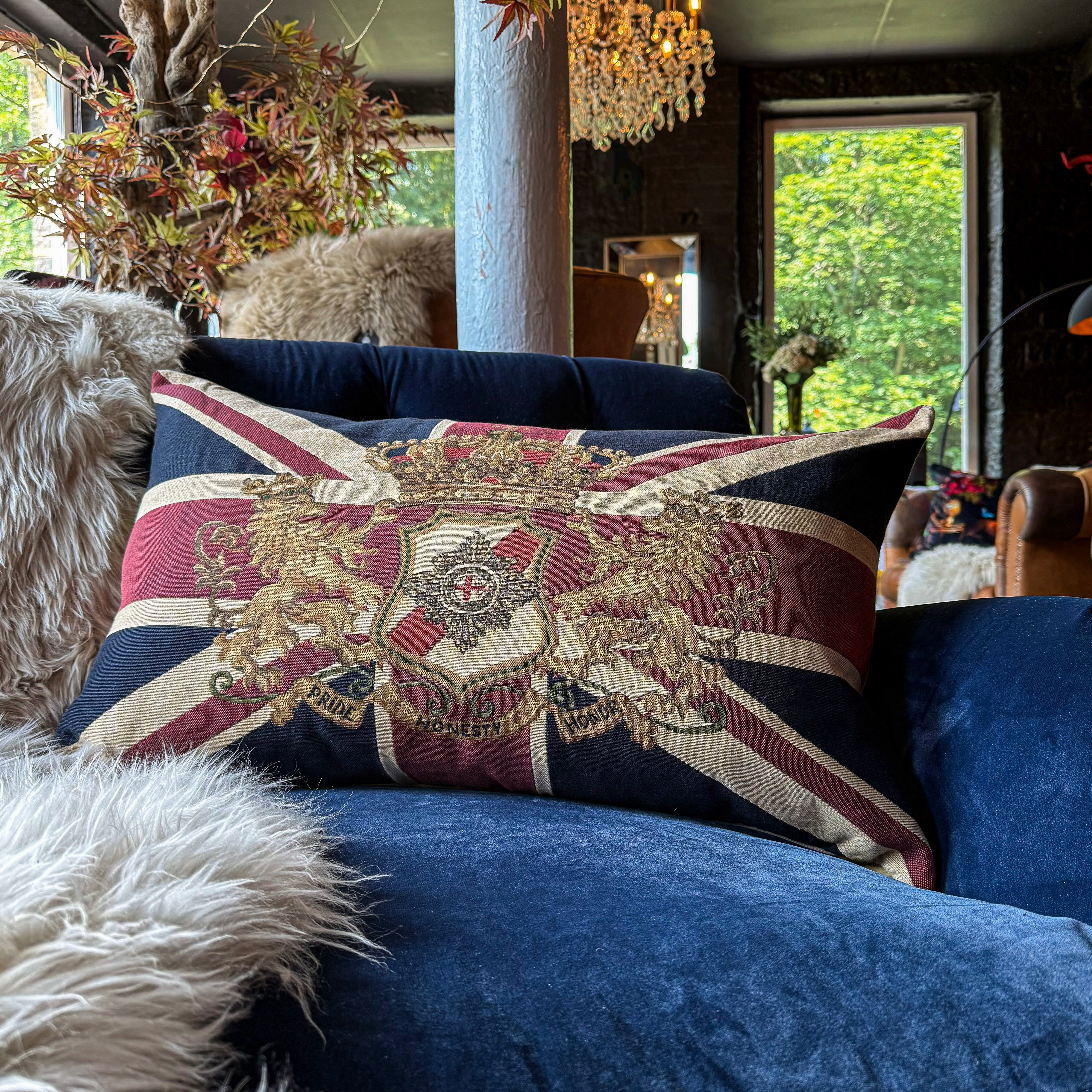 Cushion Union Jack Crest Bolster Feather Filled (65cm x 45cm) - Image 2