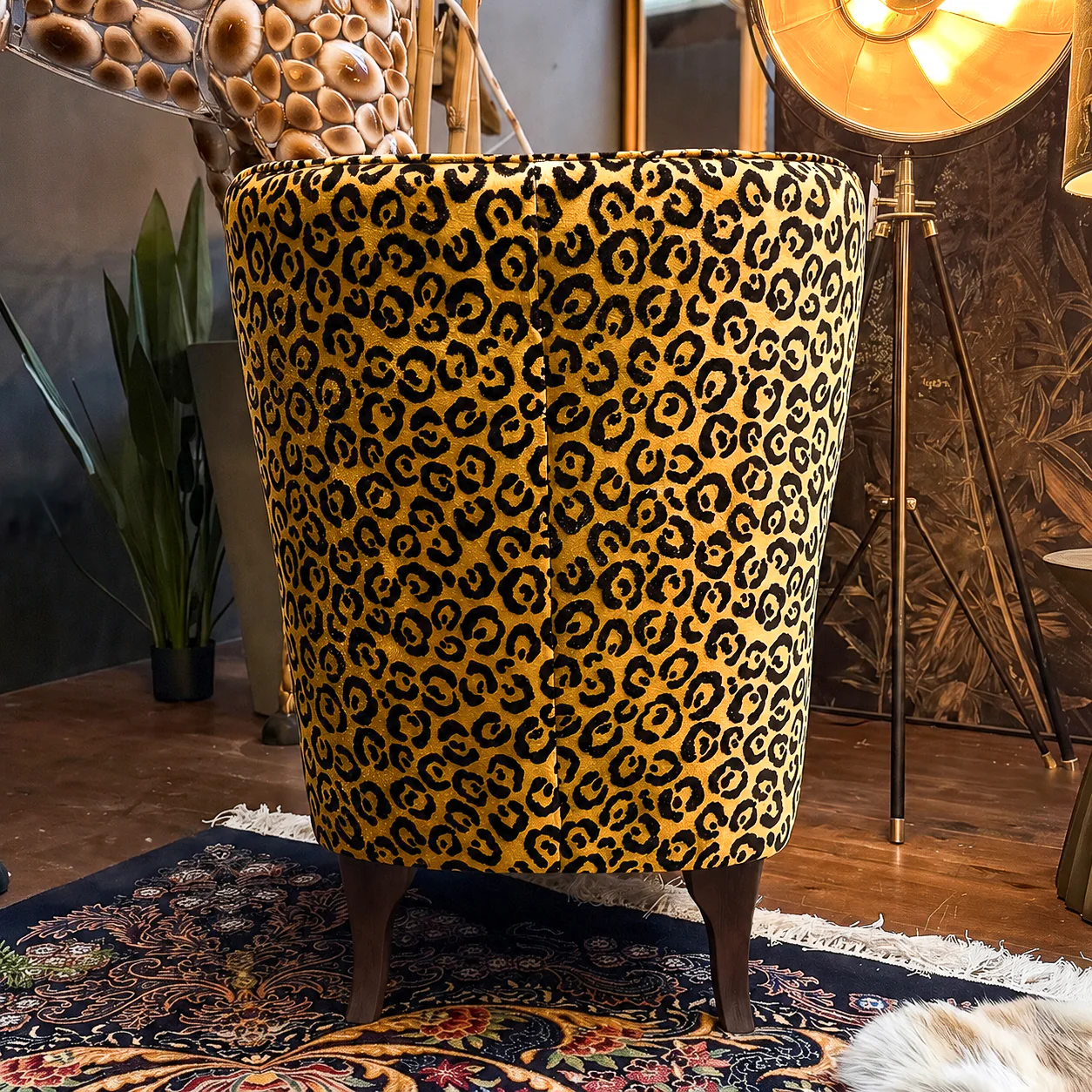 Empire Armchair in Cheetah Gold Velvet- Factory Seconds - Image 4