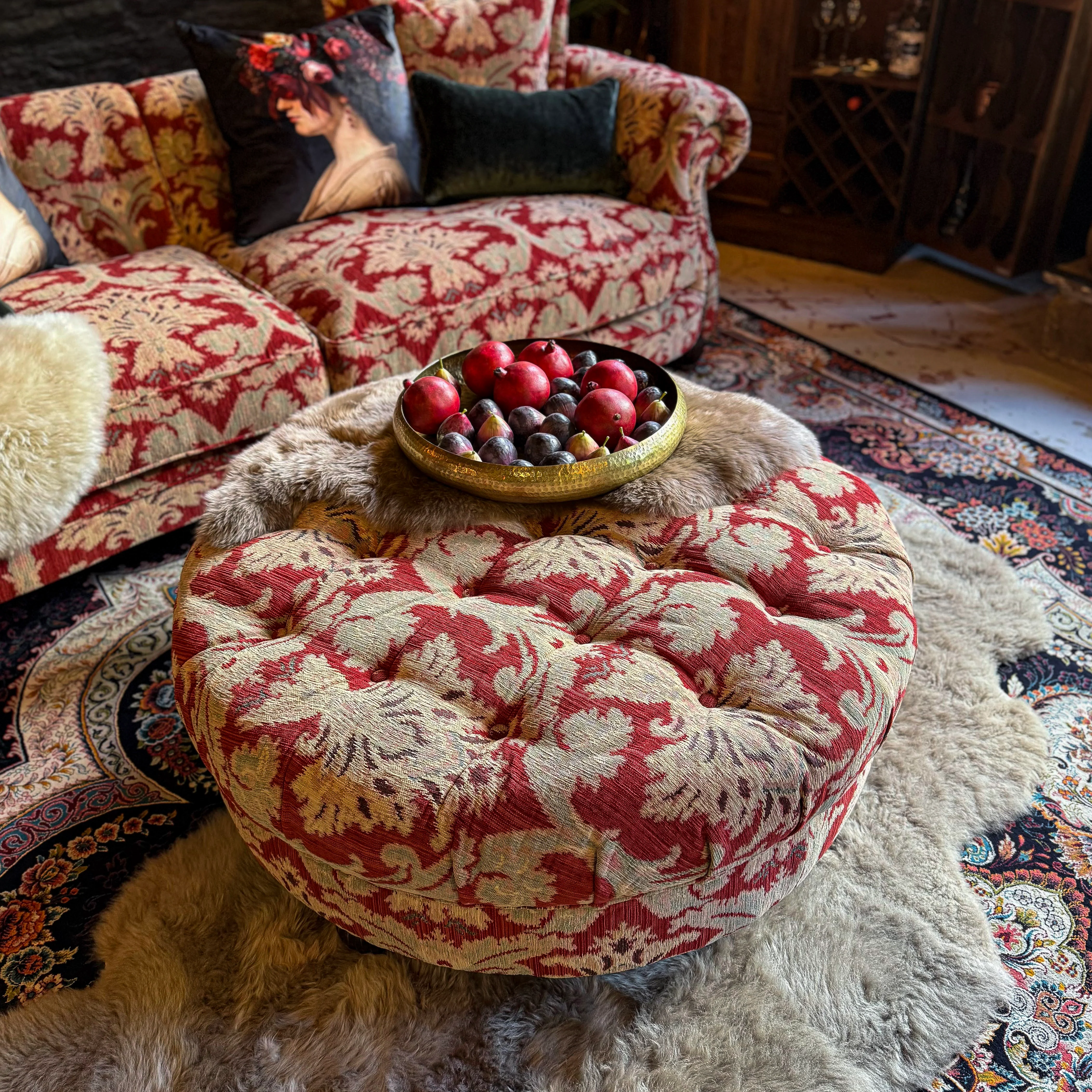 Fairfax Footstool in Aura Woven Chenille Velvet - New - Image 3