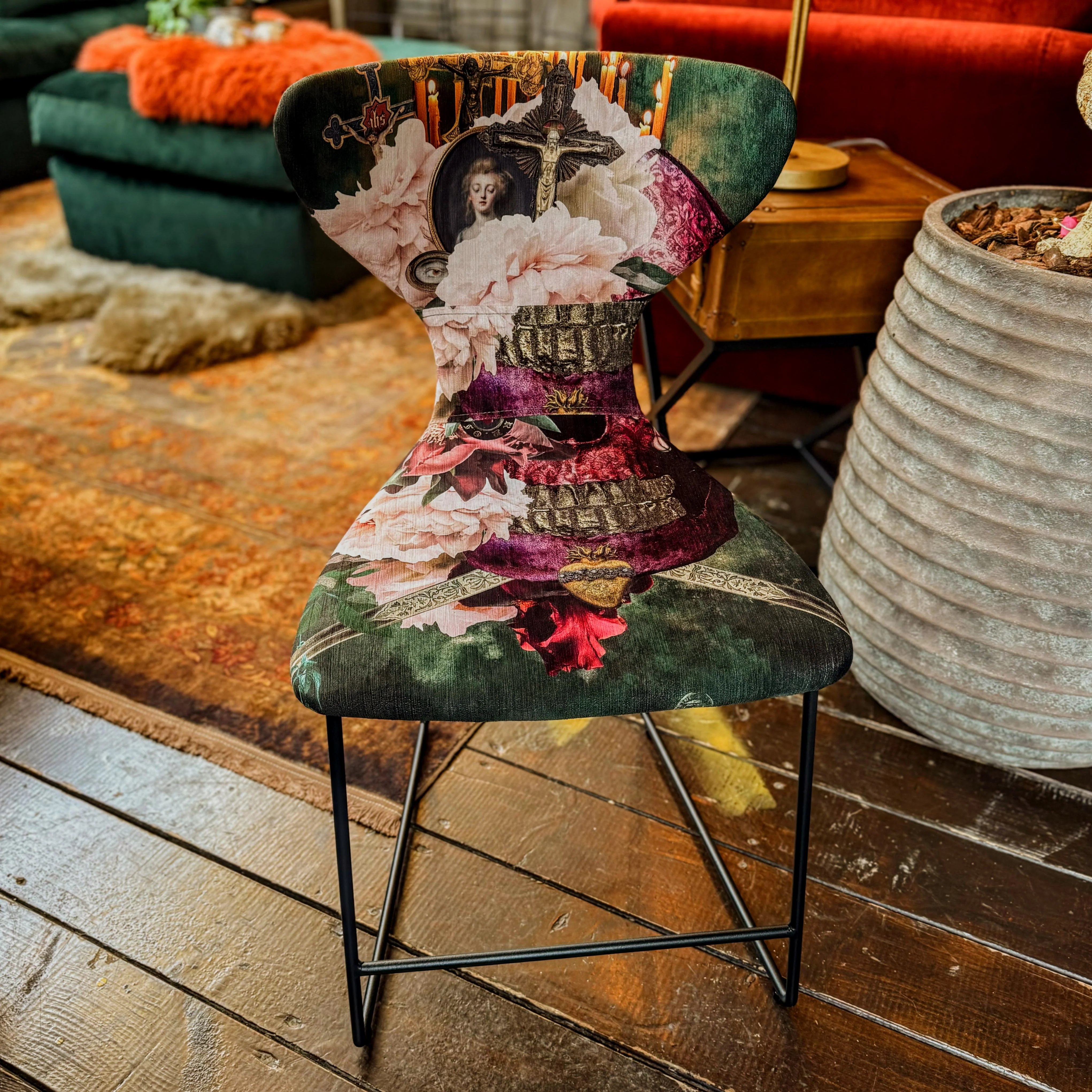 Fama Burt Patterned Fabric Dining Chair - Image 2