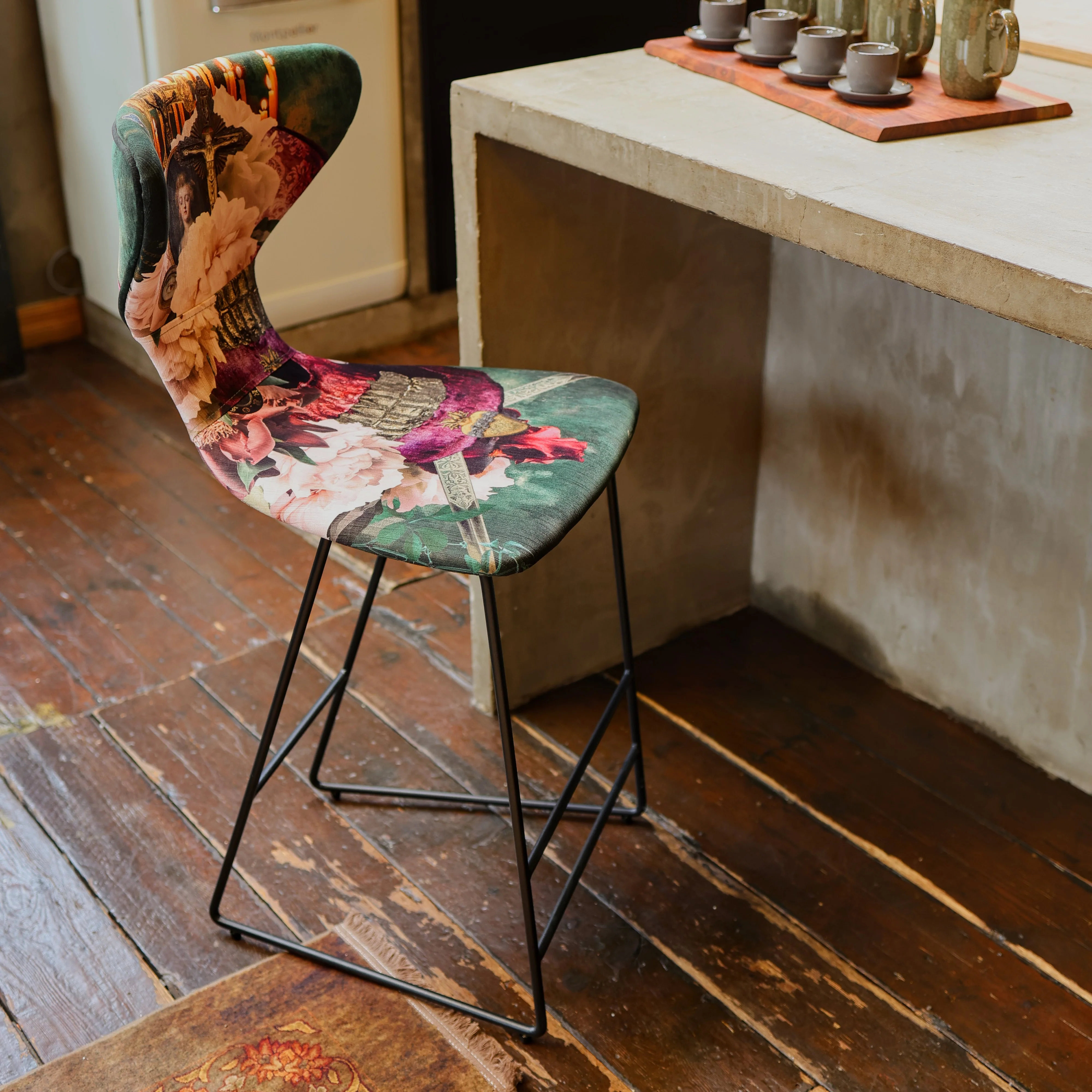 Fama Burt Patterned Fabric Bar Stool - Image 3