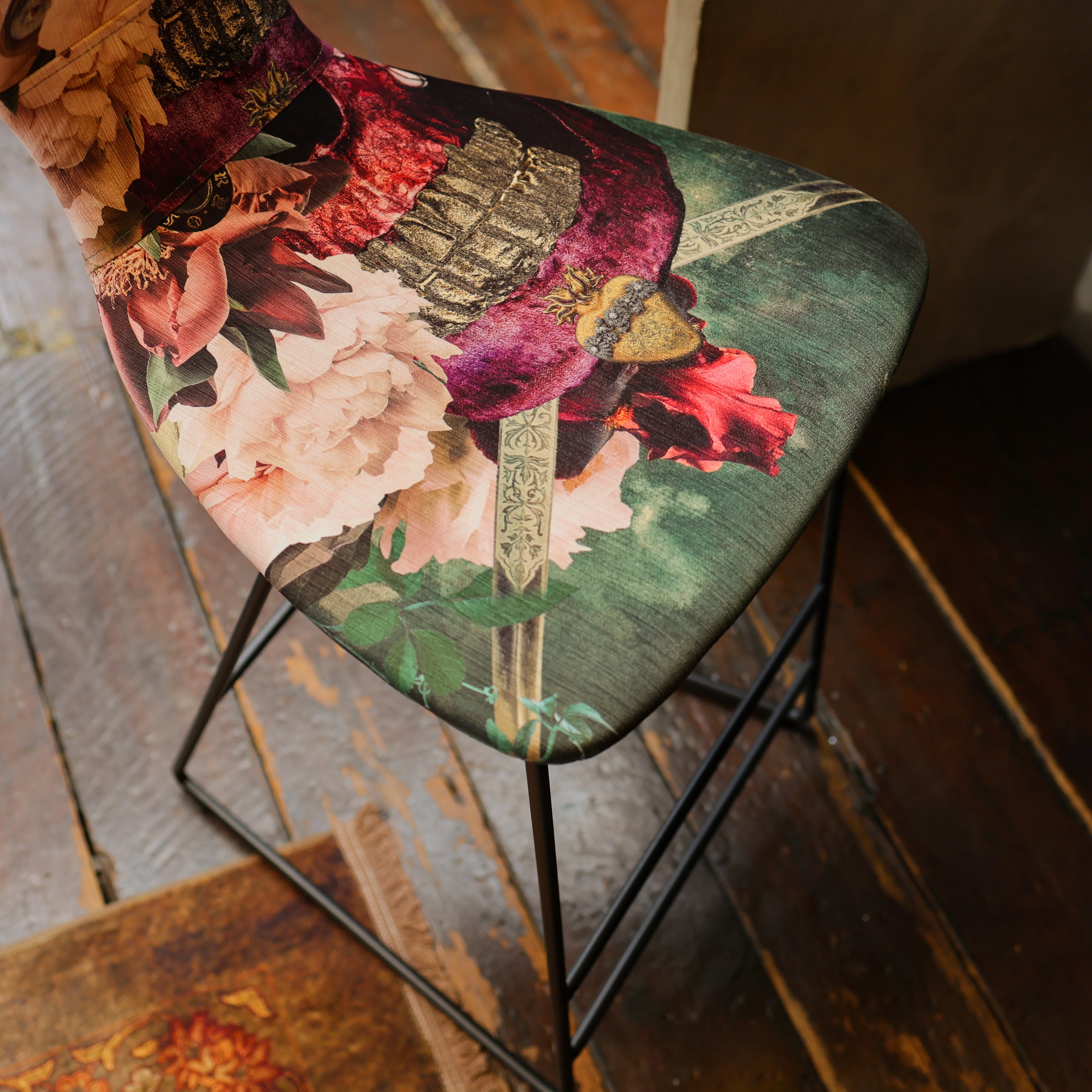 Fama Burt Patterned Fabric Bar Stool - Image 5