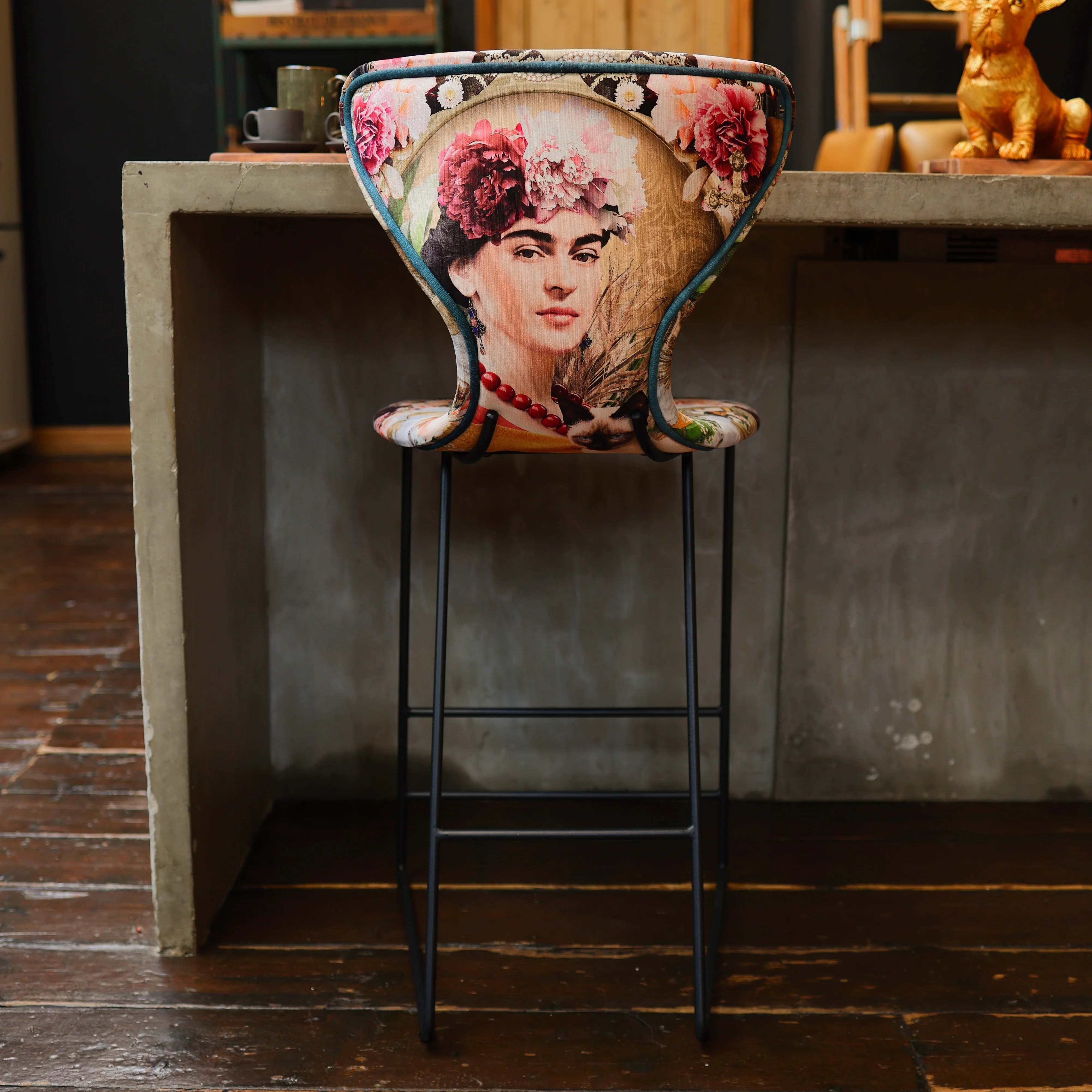 Fama Burt Patterned Fabric Bar Stool - Image 9