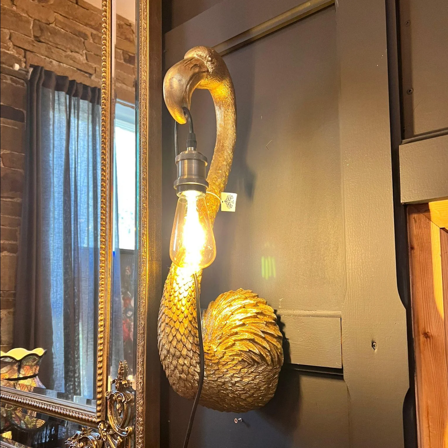 Flamingo Hanging Wall Lamp Antique Gold - Image 2