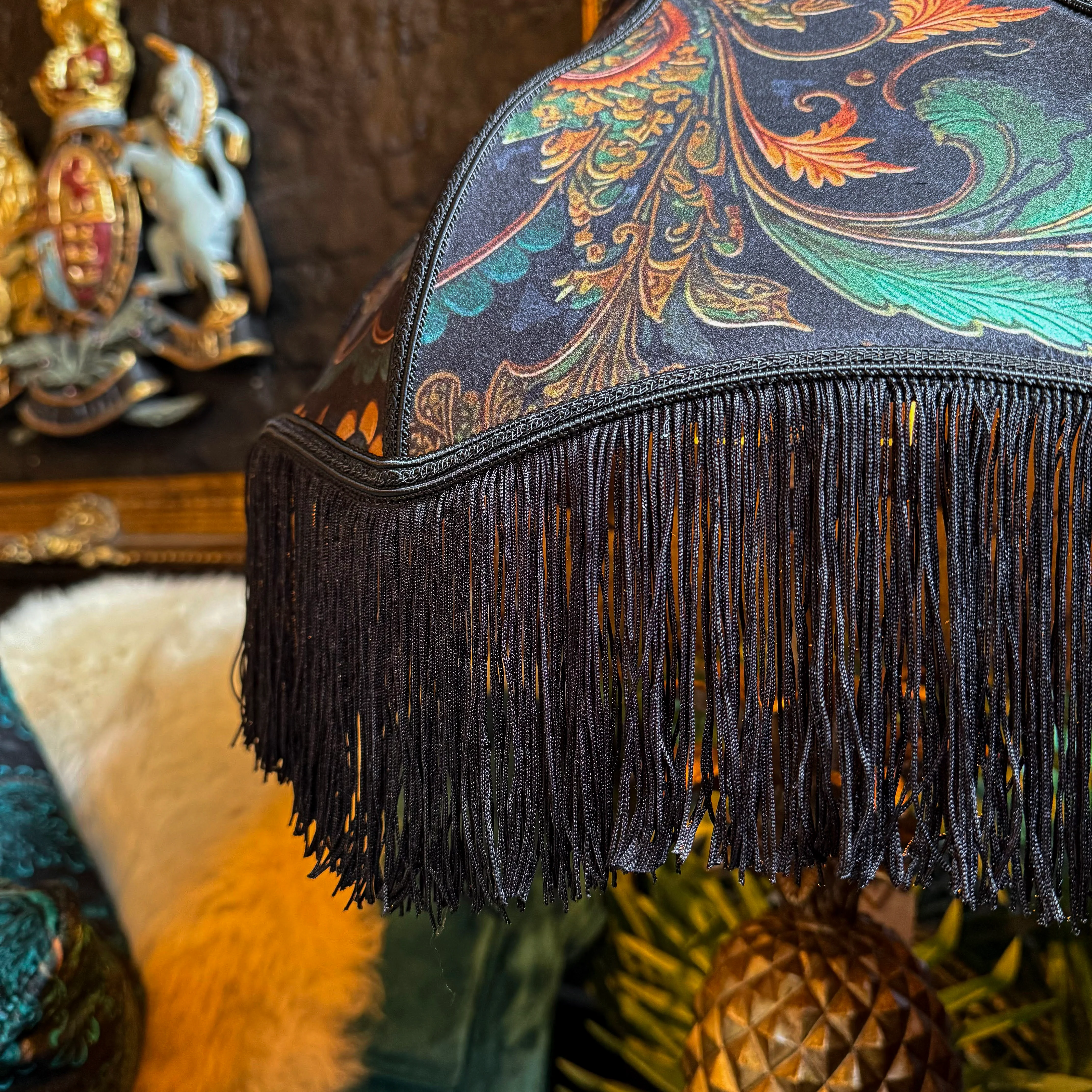 Fringed Lampshade in Bohemian Amber Botanical (Various Sizes) - Image 9