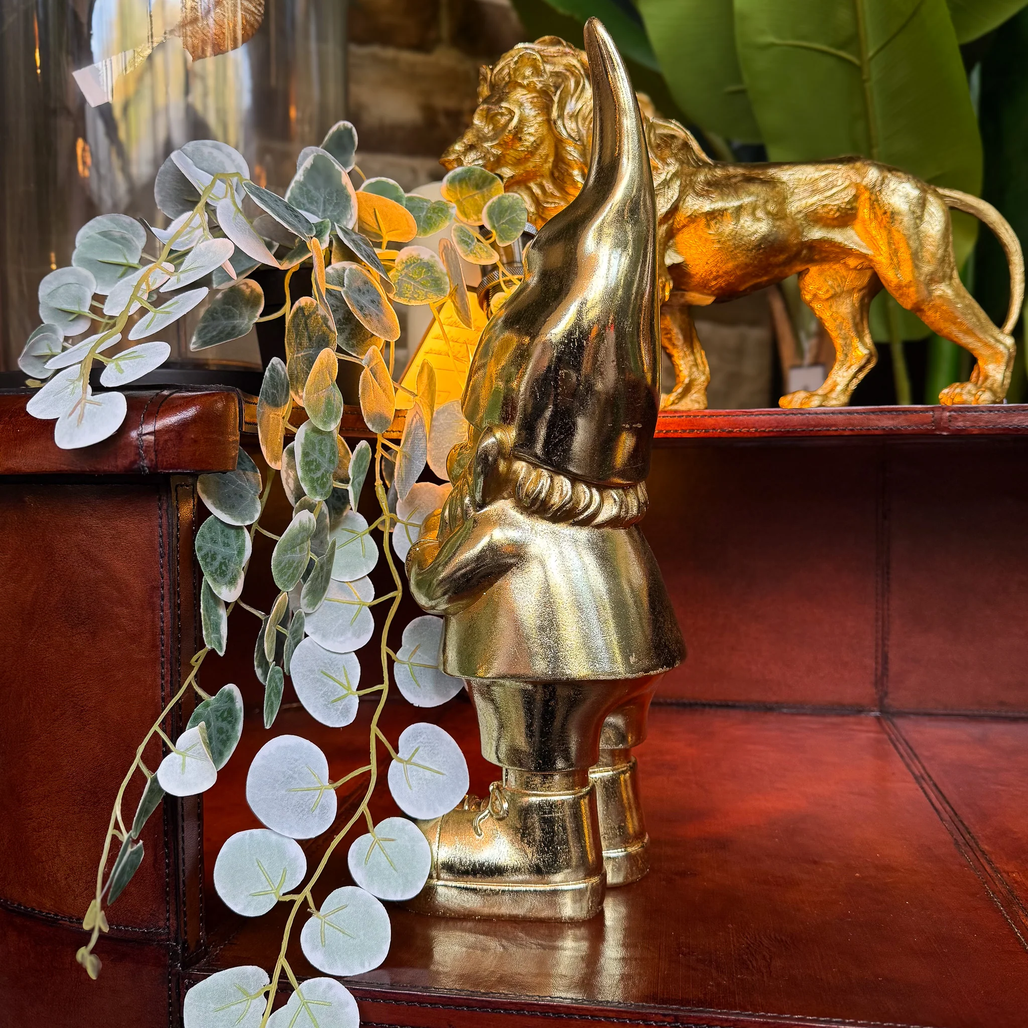Gold Heart Hands Gnome Figure - Image 2