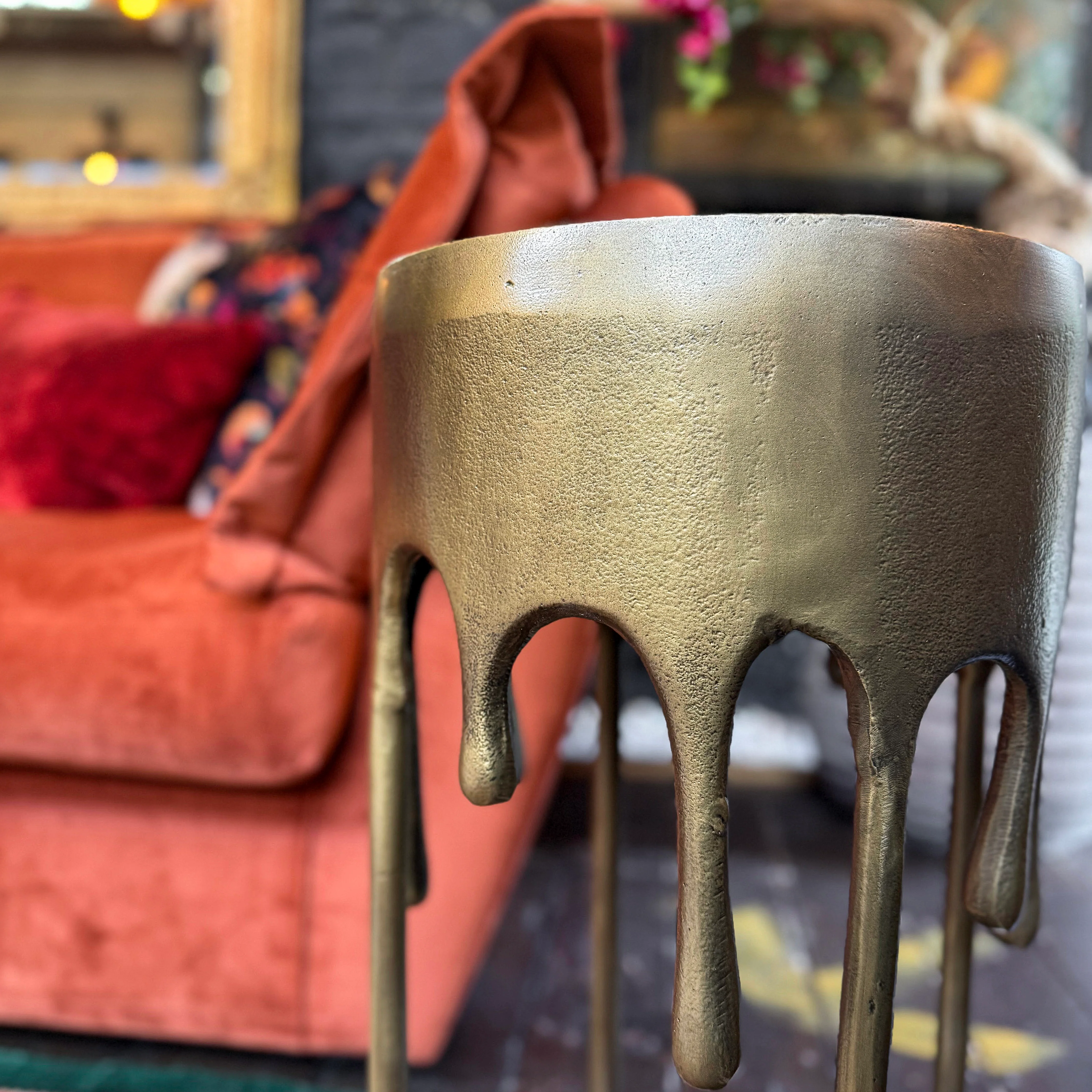 Gold Maximalist Drip Aluminium Side Table - Image 4