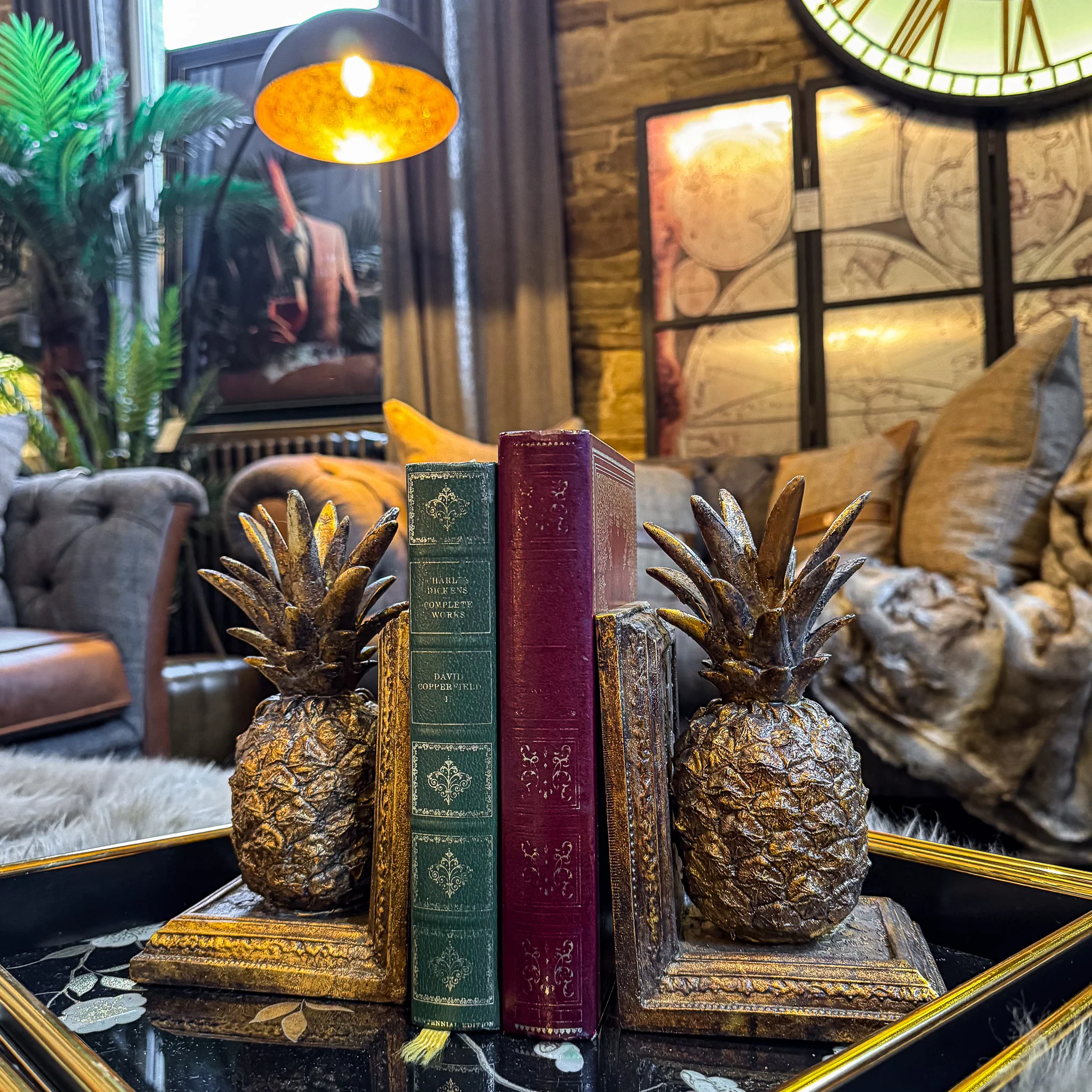 Golden Pineapple Bookends
