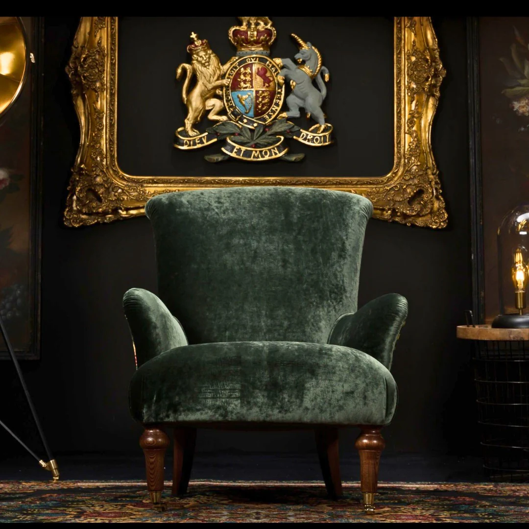 Grace Spink & Edgar Wing Chair in Orchid Emerald & Chifu Charcoal - Image 3