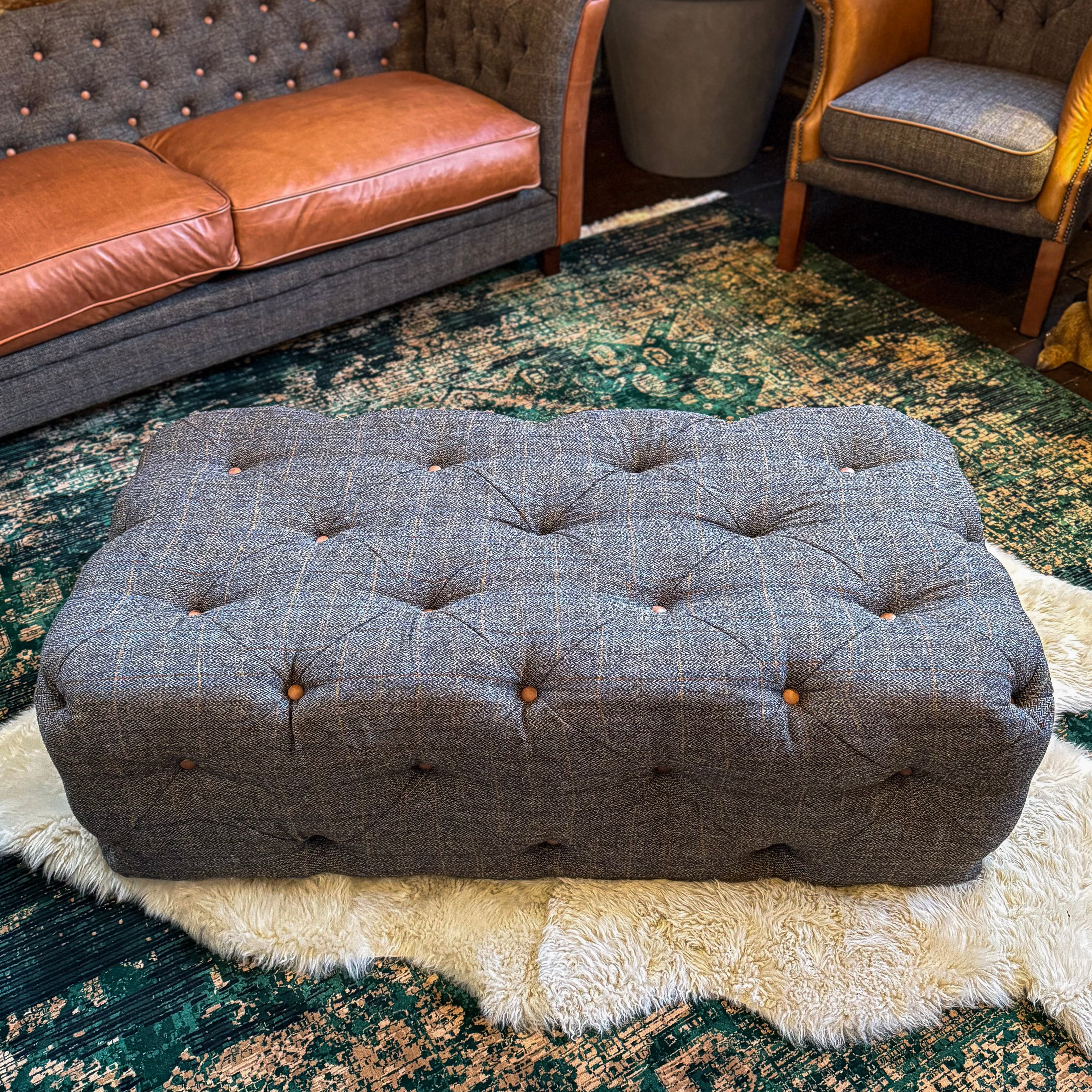 Granby Chesterfield Footstool in Harris Tweed - Image 4