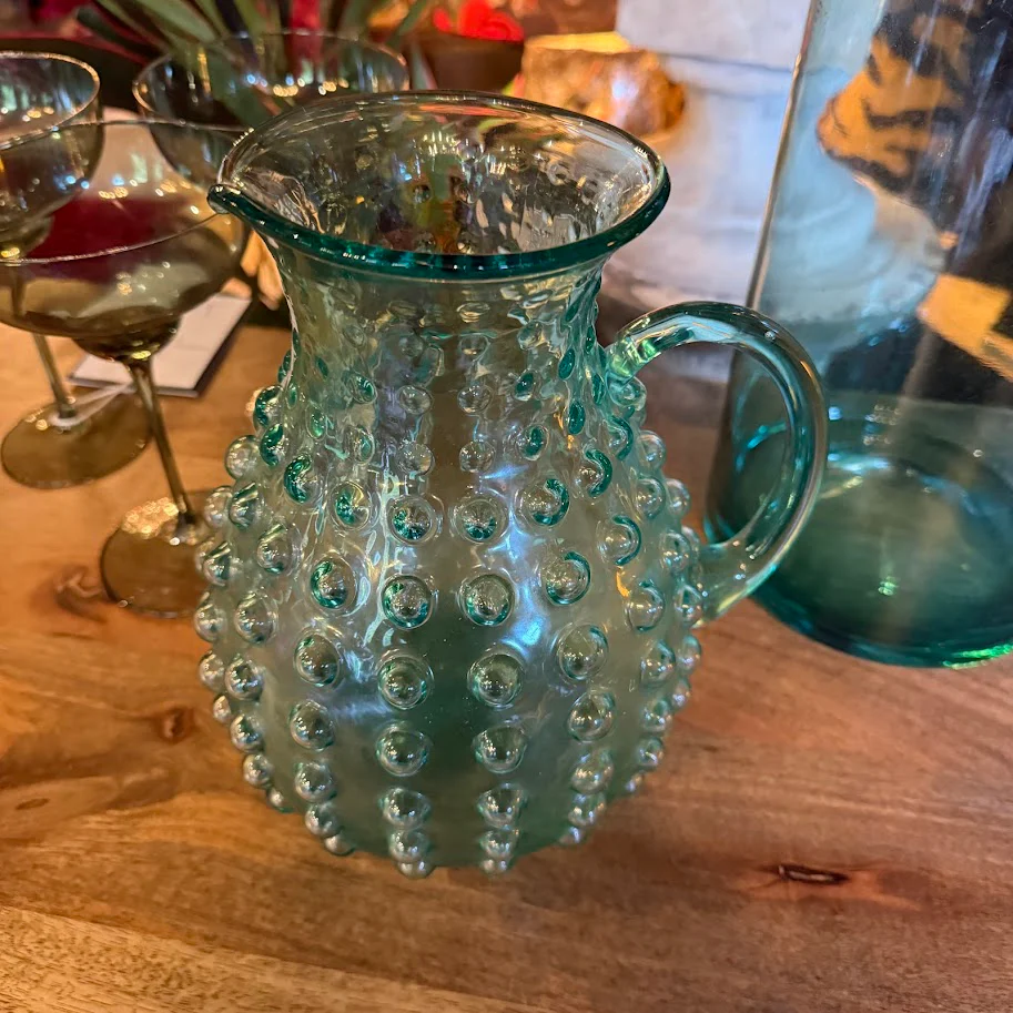 Green Bubble Glass Pitcher - Image 4