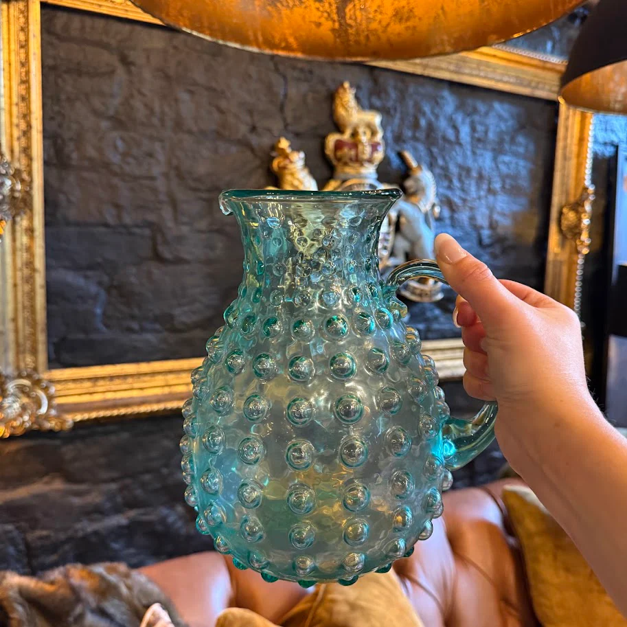 Green Bubble Glass Pitcher - Image 5