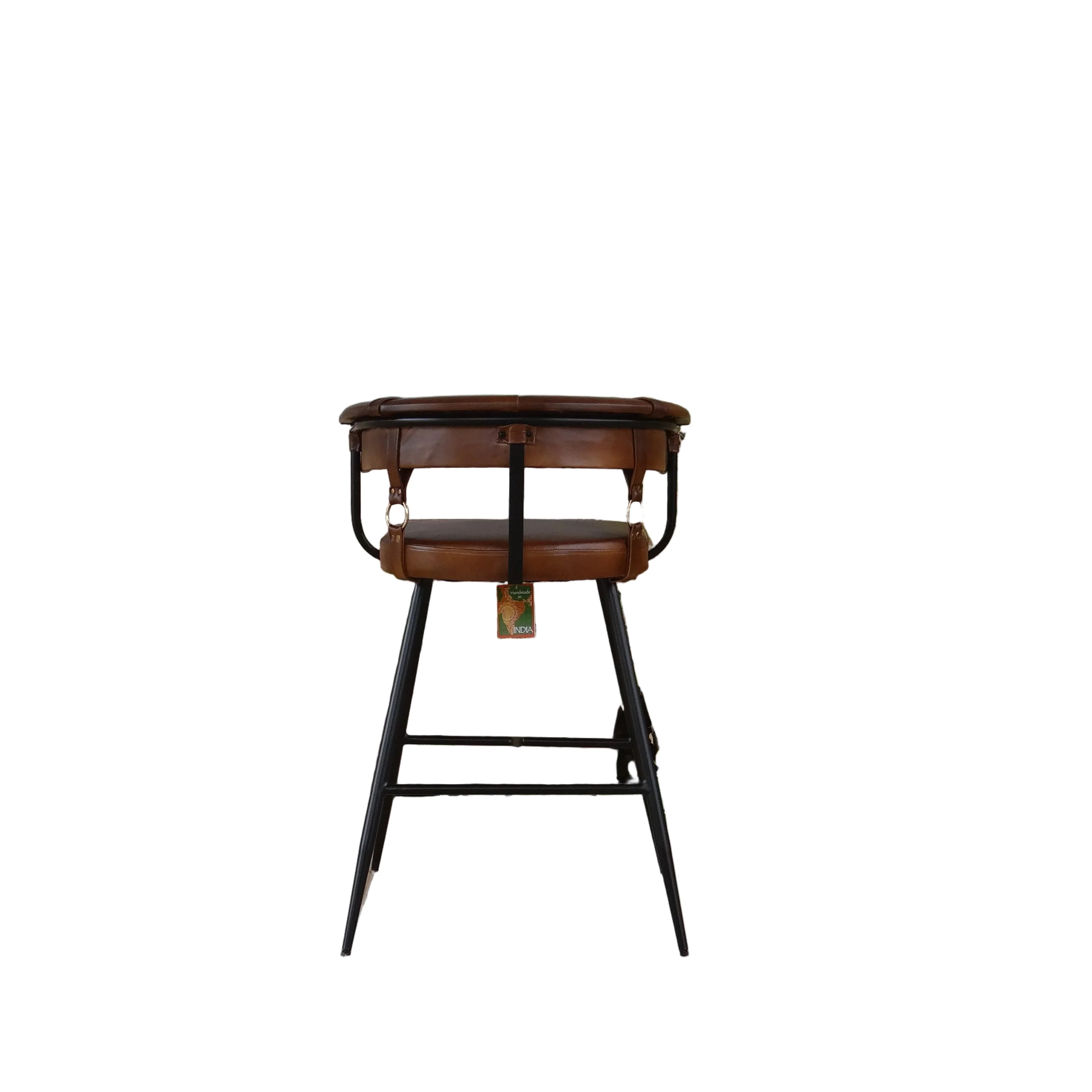 Iron Barstool in Hand Antiqued Buffalo Leather - Image 3