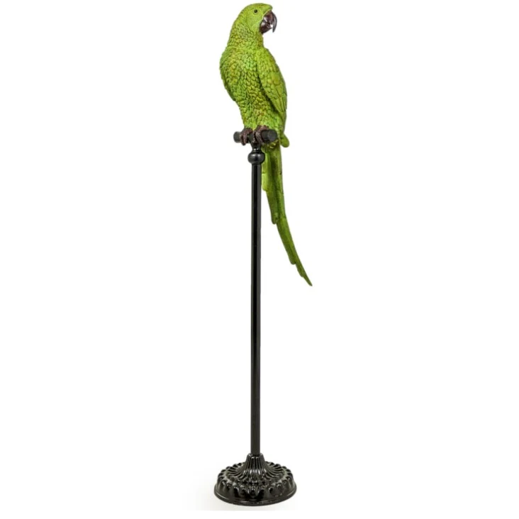 Large Green Parrot On Floor Standing Perch - Image 5