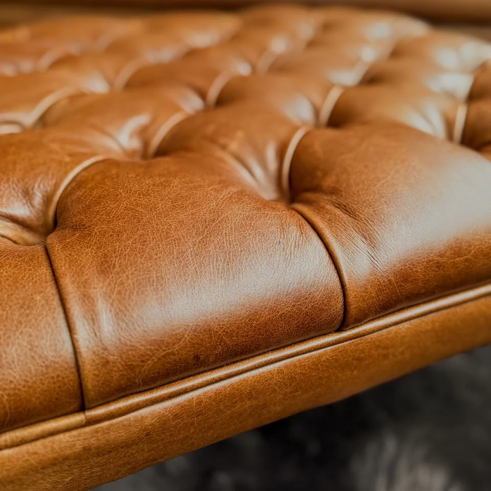 Mackenzie Footstool by Tetrad in Leather Saddler Walnut - Image 4