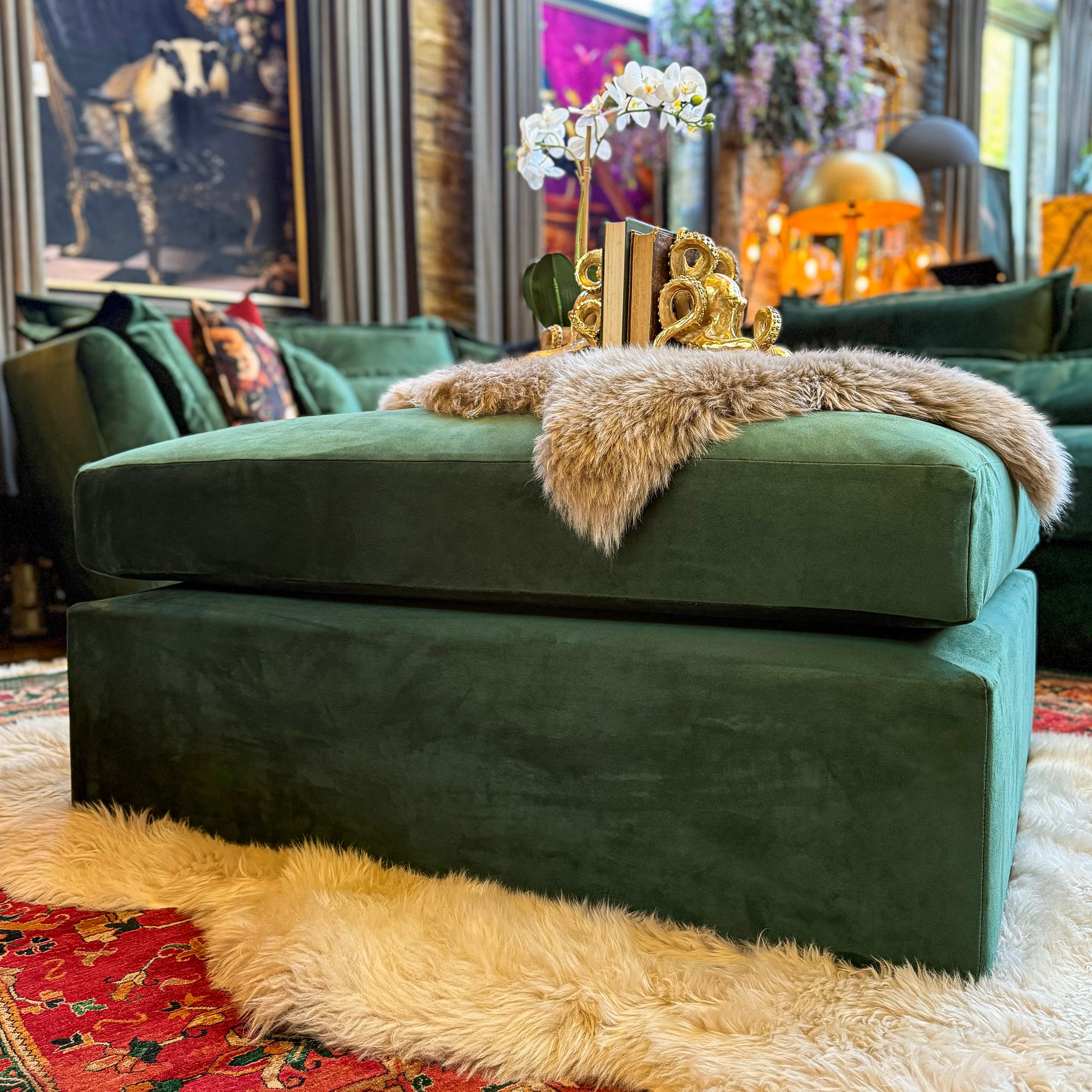Moorland Footstool in Plush Velvet - Image 3