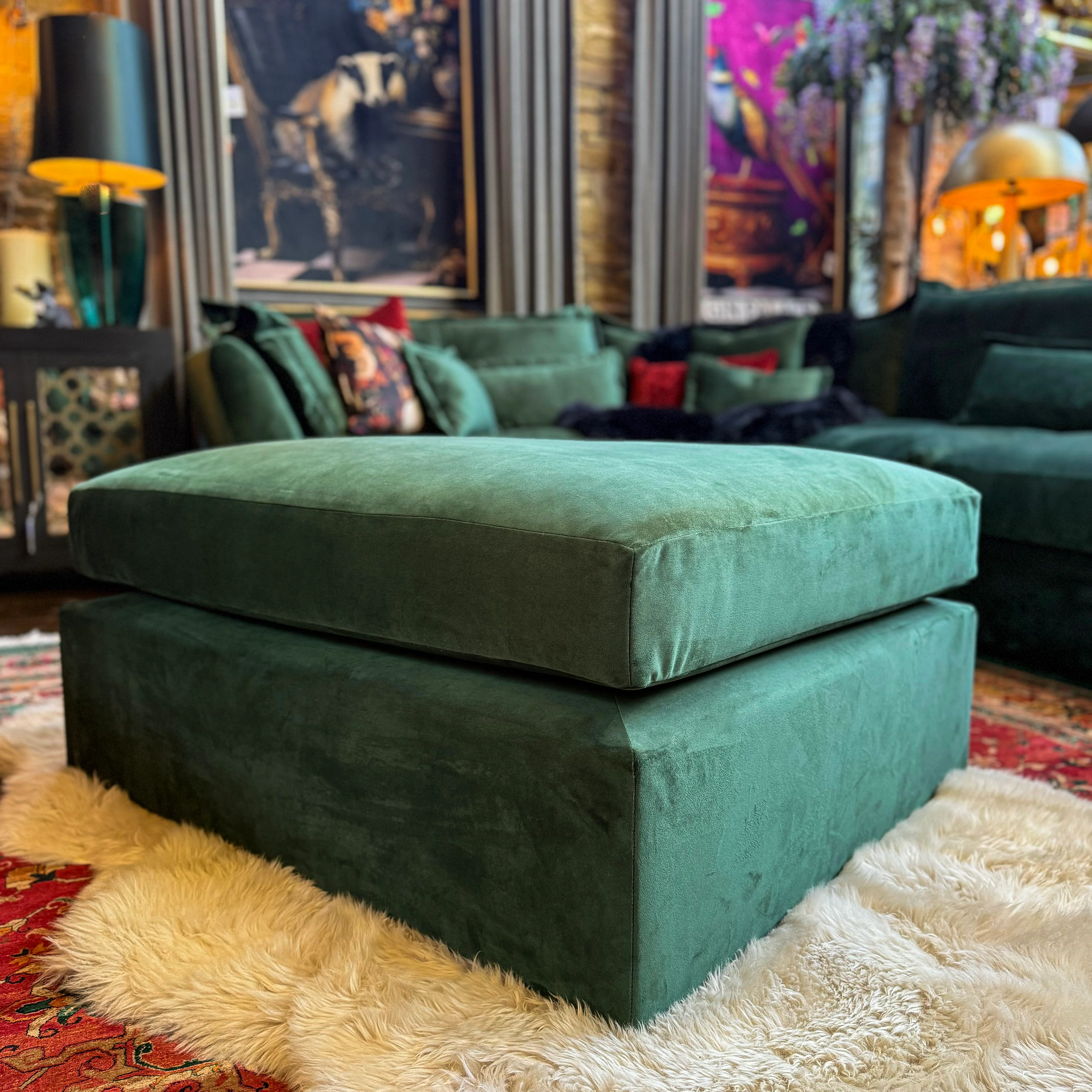 Moorland Footstool in Plush Velvet - Image 4
